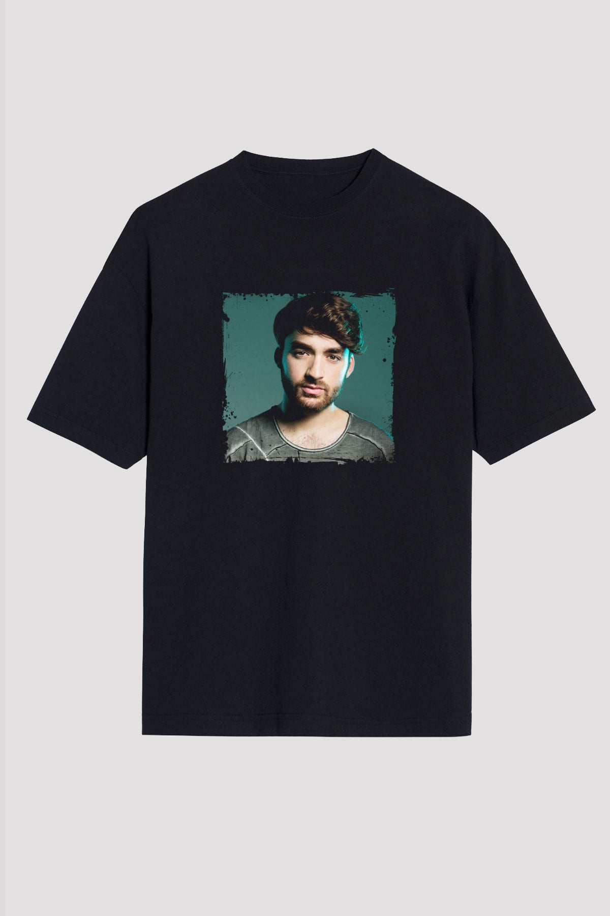 Oliver Heldens Baskılı Unisex Oversize Siyah Tişört