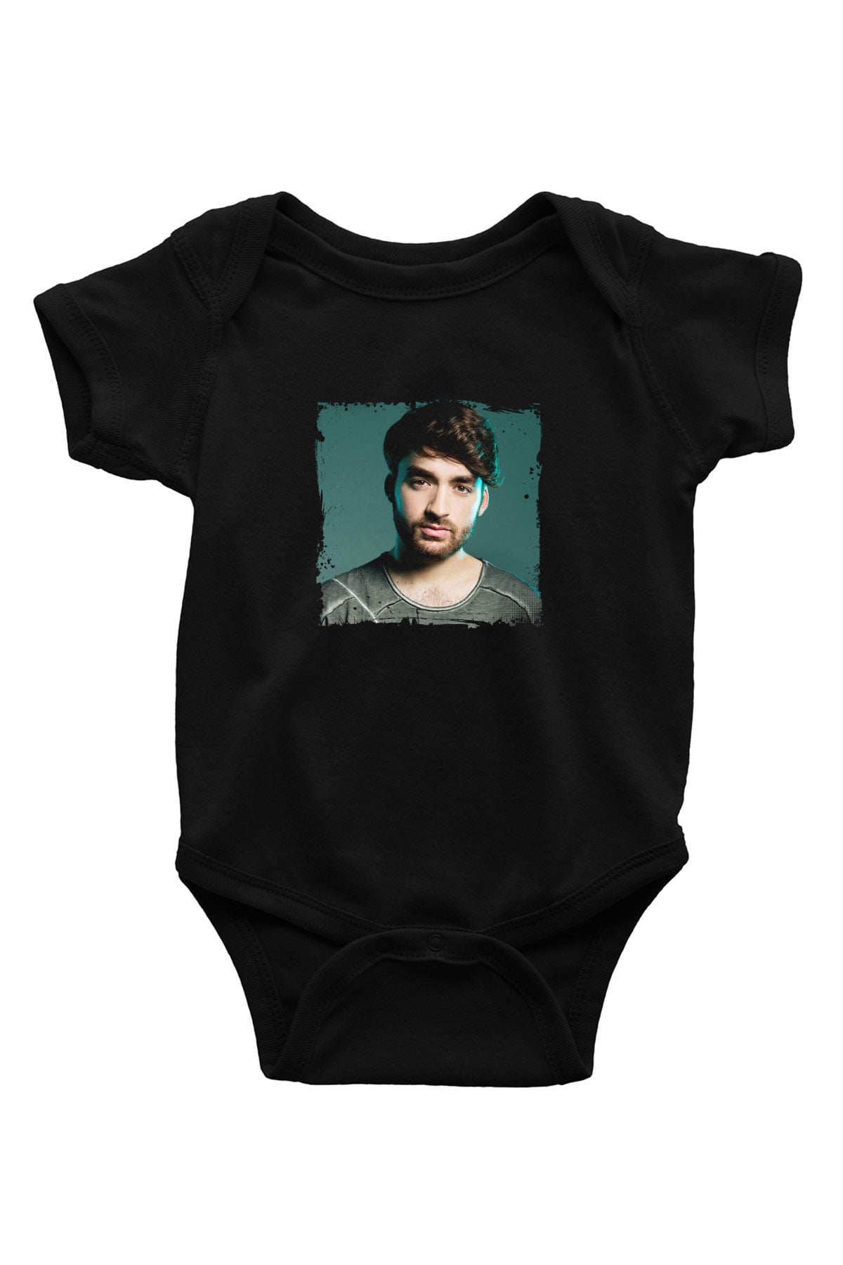 Oliver Heldens Baskılı Unisex Siyah Bebek Body - Zıbın
