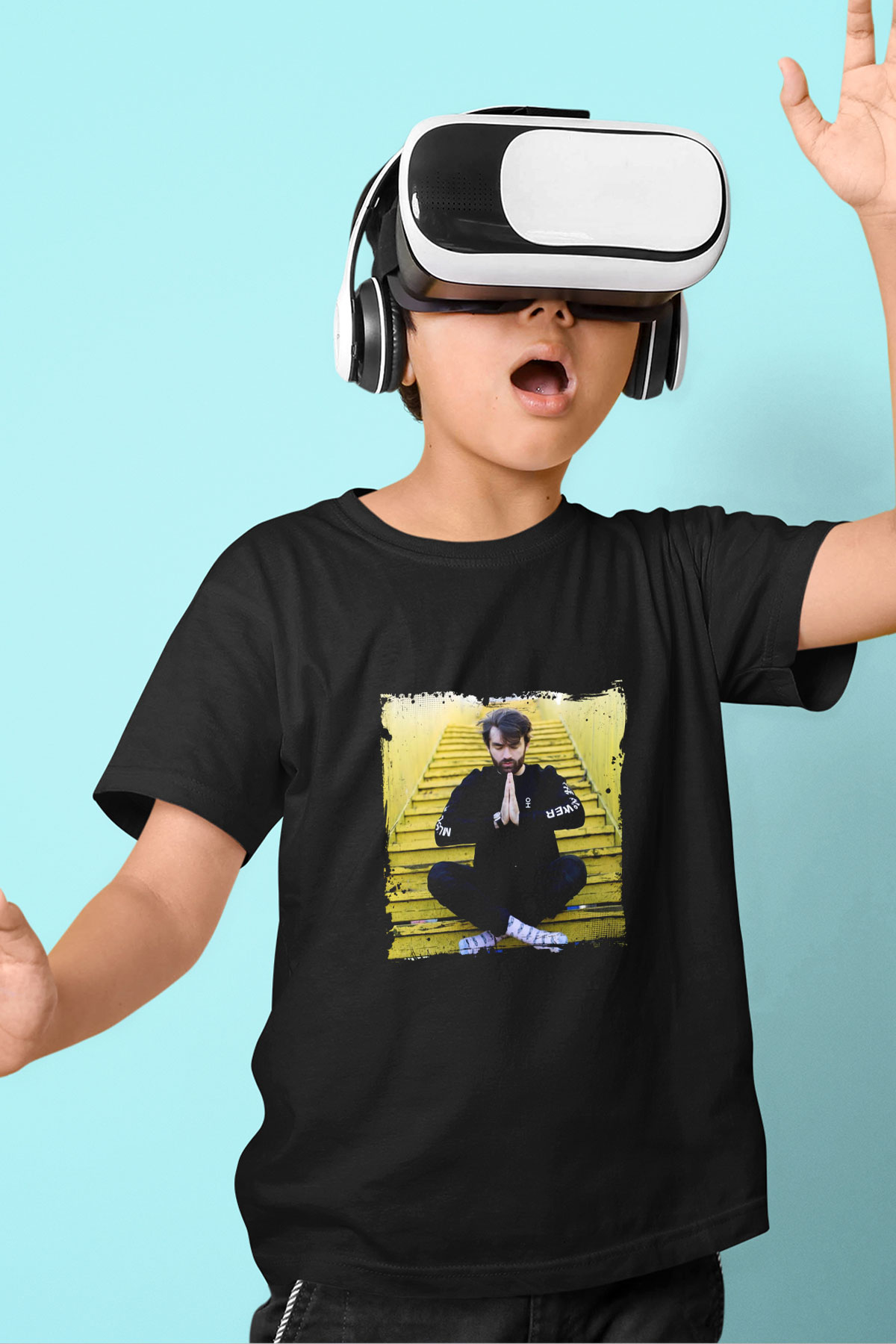 Oliver Heldens Baskılı Unisex Siyah Çocuk Tişört