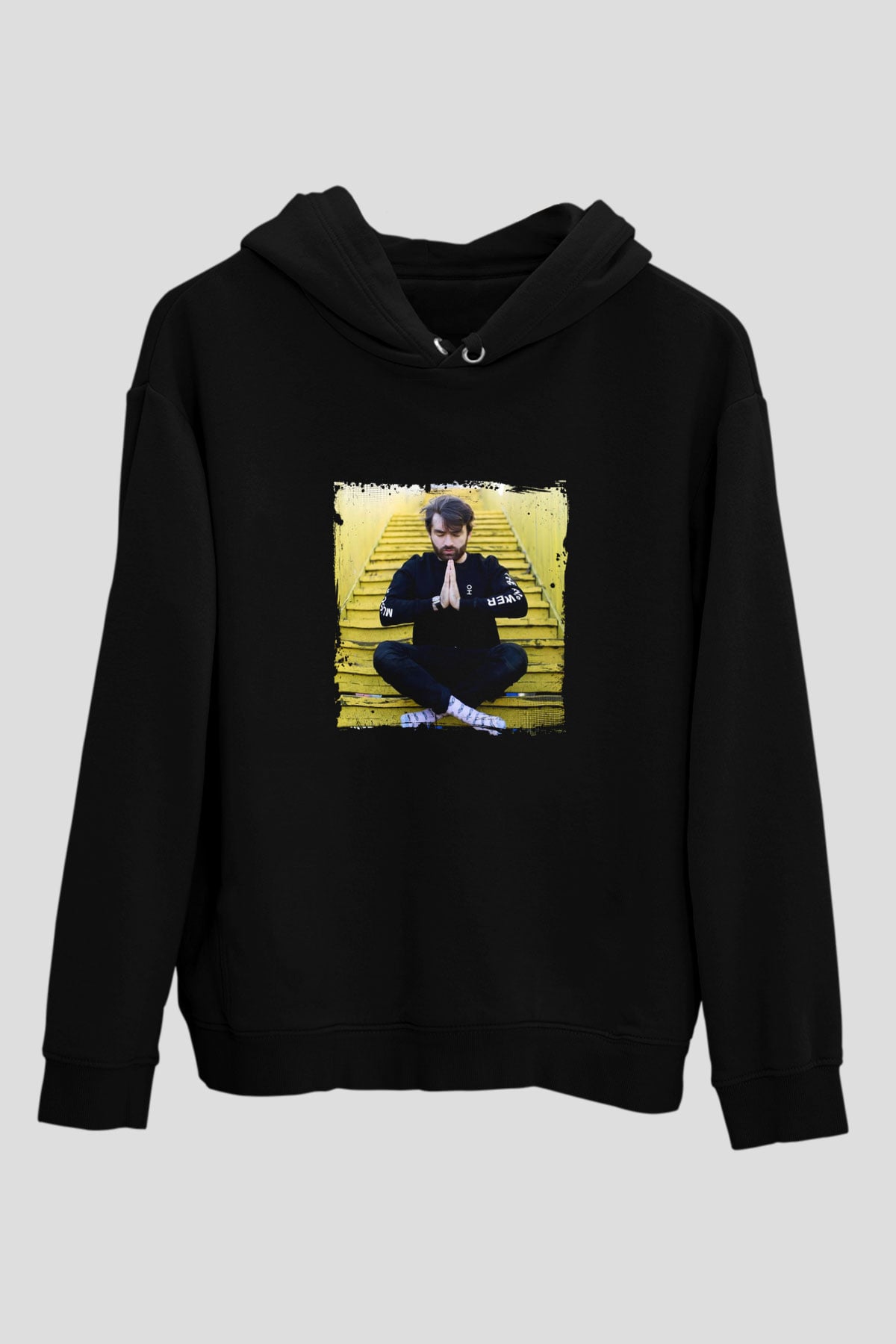 Oliver Heldens Baskılı Unisex Siyah Hoodie