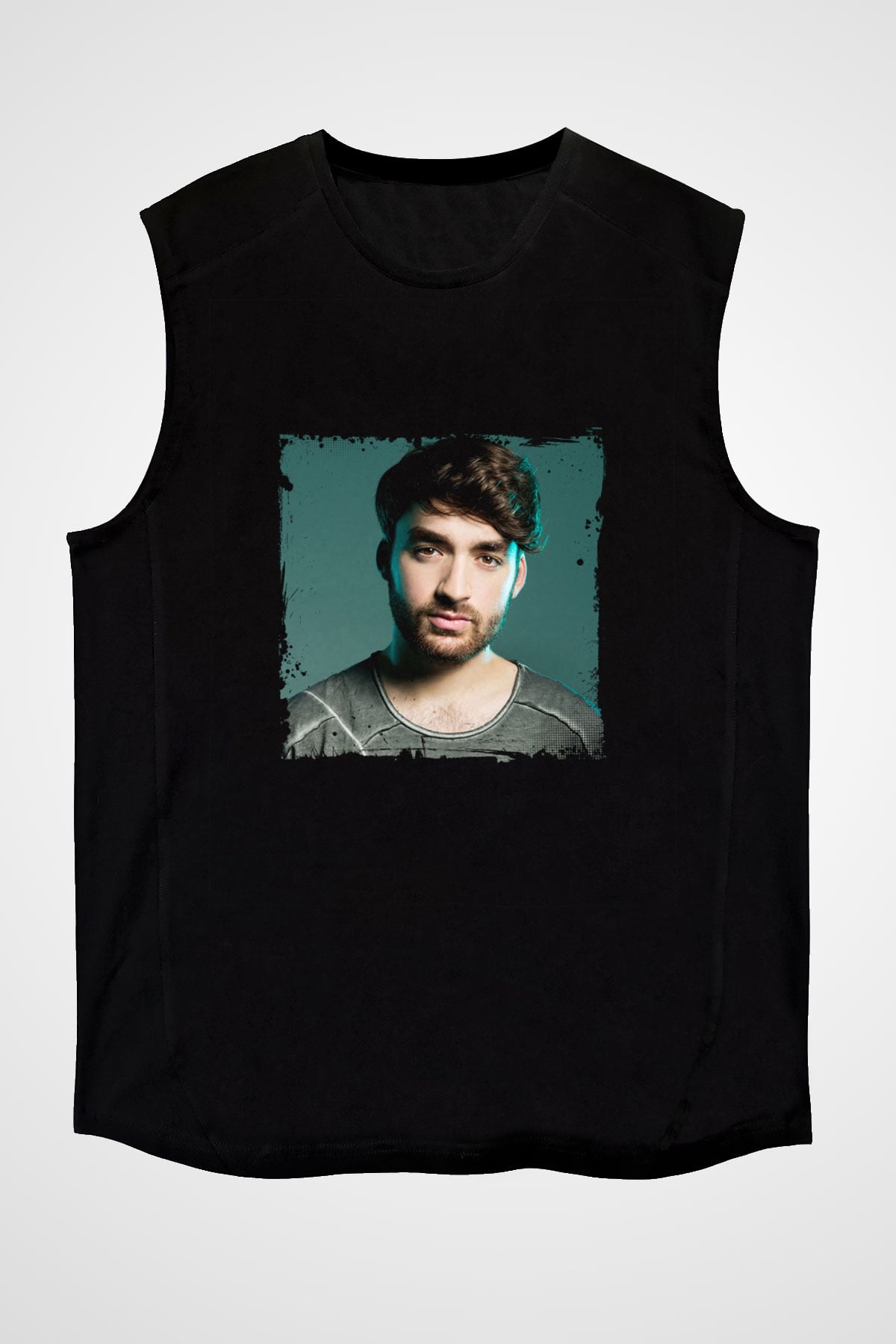 Oliver Heldens Baskılı Unisex Siyah Kolsuz Tişört