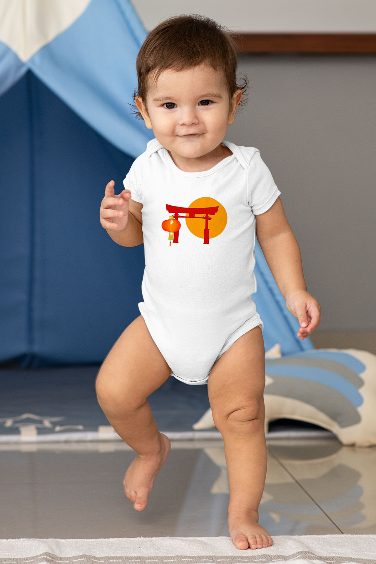 Om Baskılı Beyaz Unisex Bebek Body - Zıbın