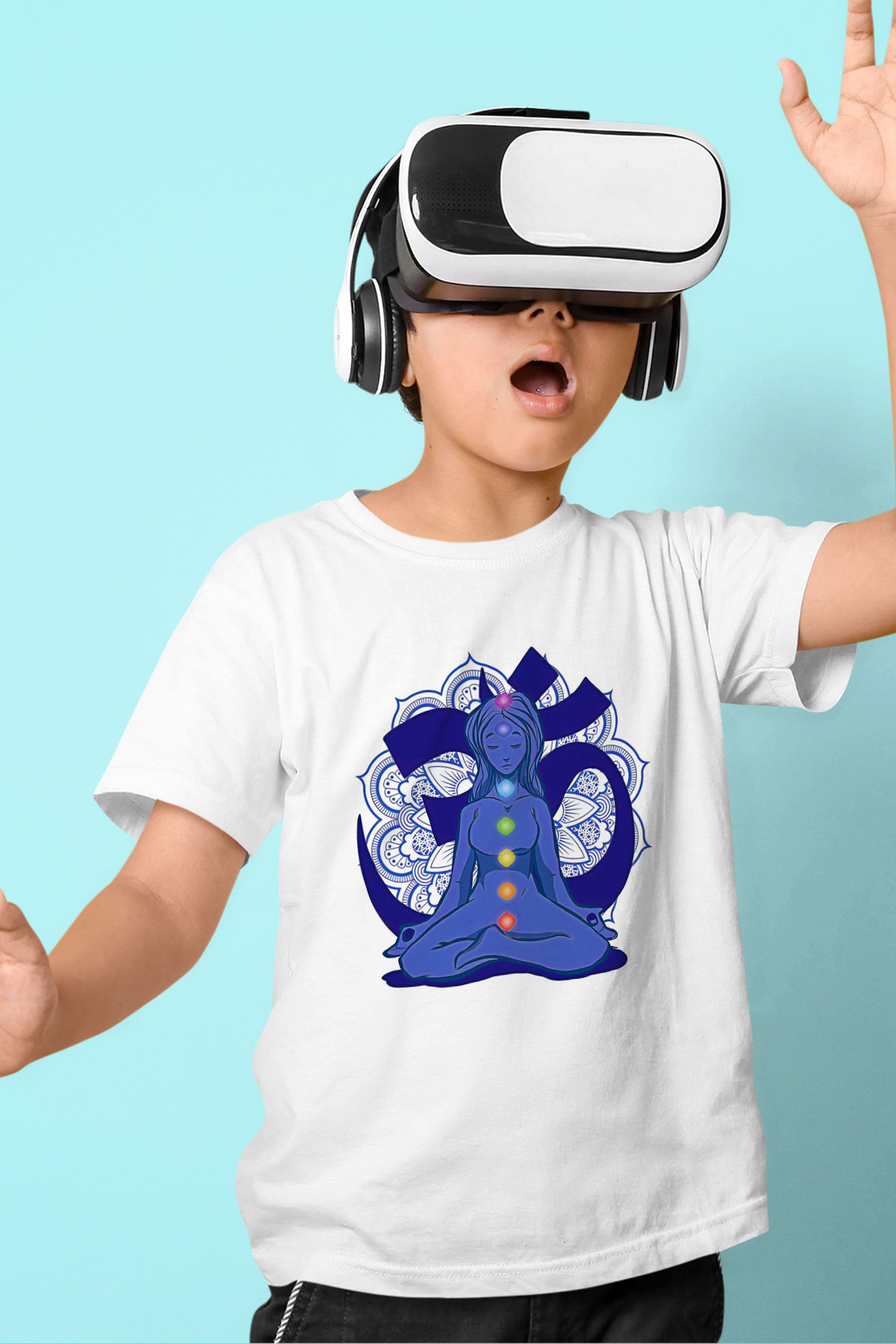 Om Baskılı Beyaz Unisex Beyaz Çocuk Tişört - Tshirt