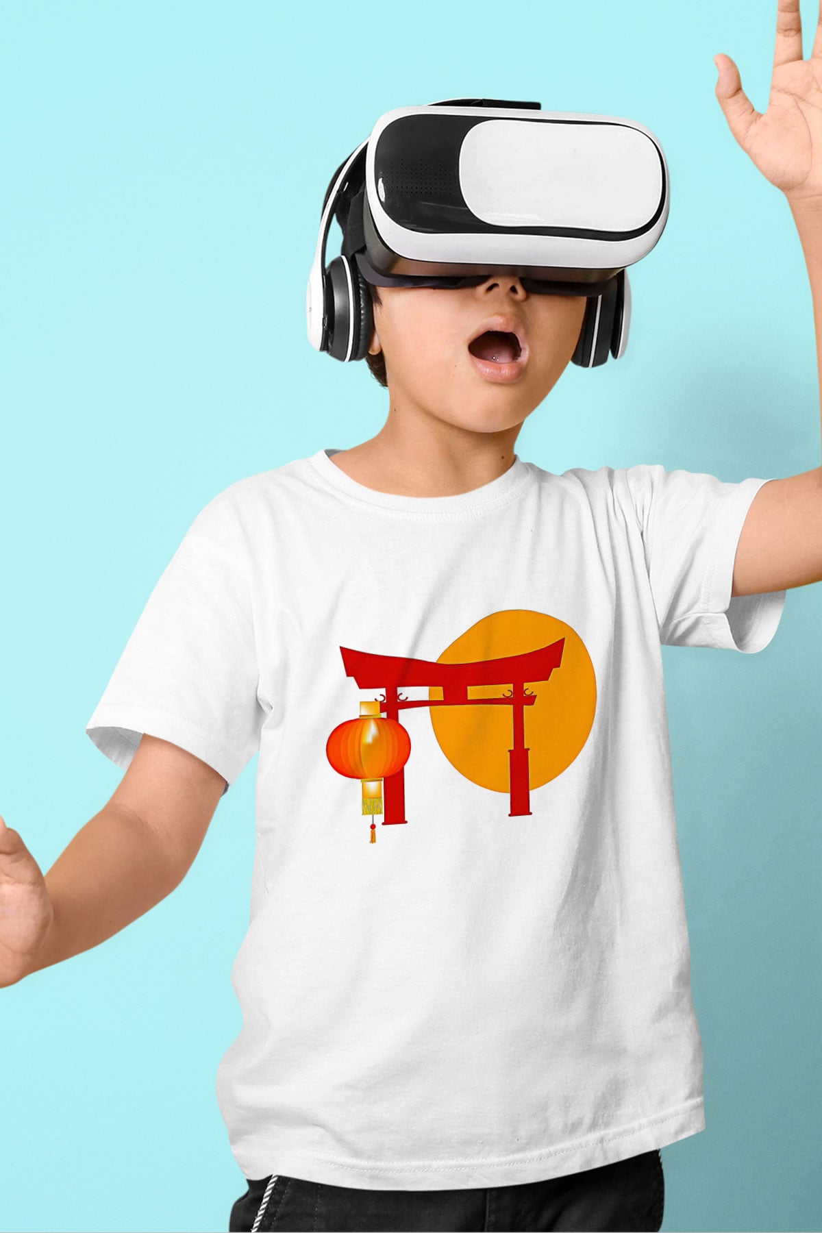 Om Baskılı Beyaz Unisex Beyaz Çocuk Tişört - Tshirt