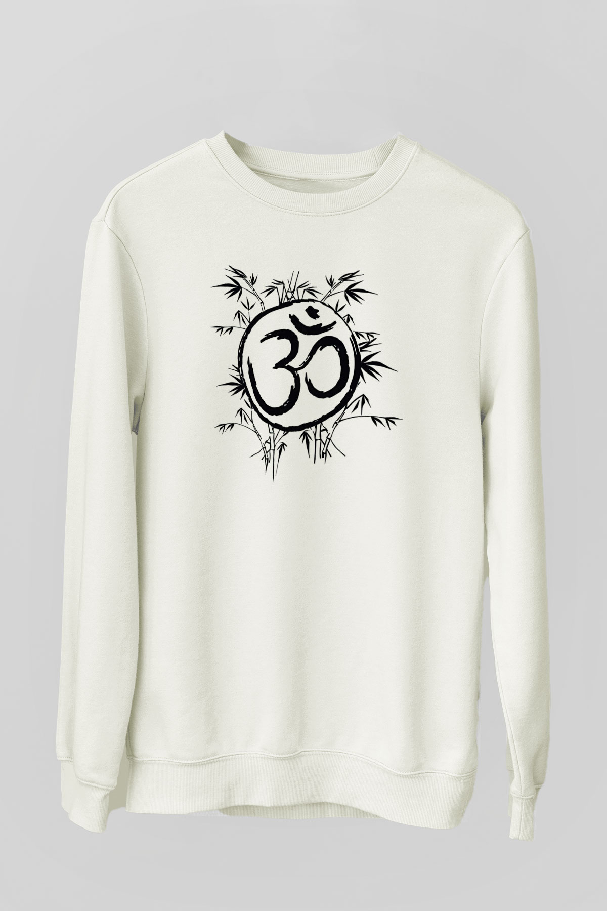 Om Baskılı Beyaz Unisex Sweatshirt