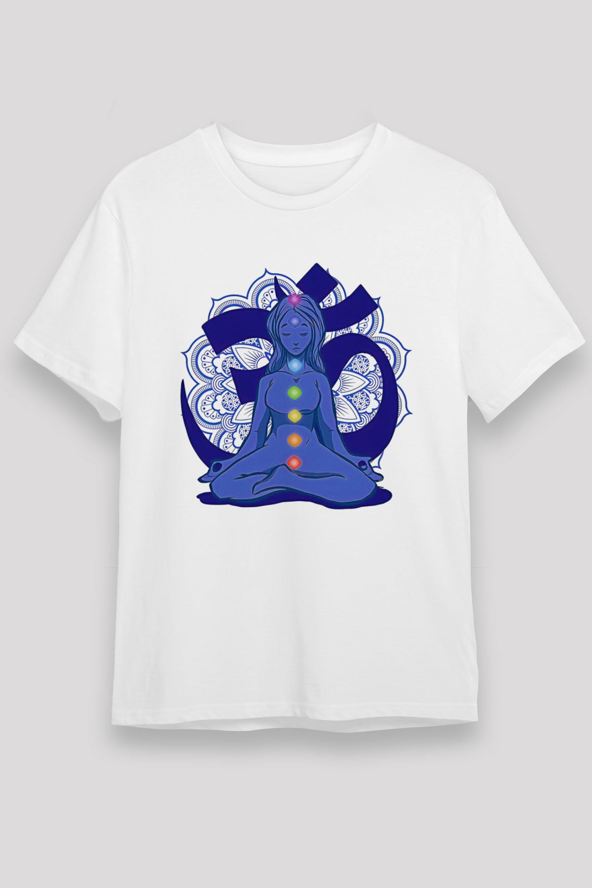 Om Baskılı Unisex Beyaz Tişört - Tshirt