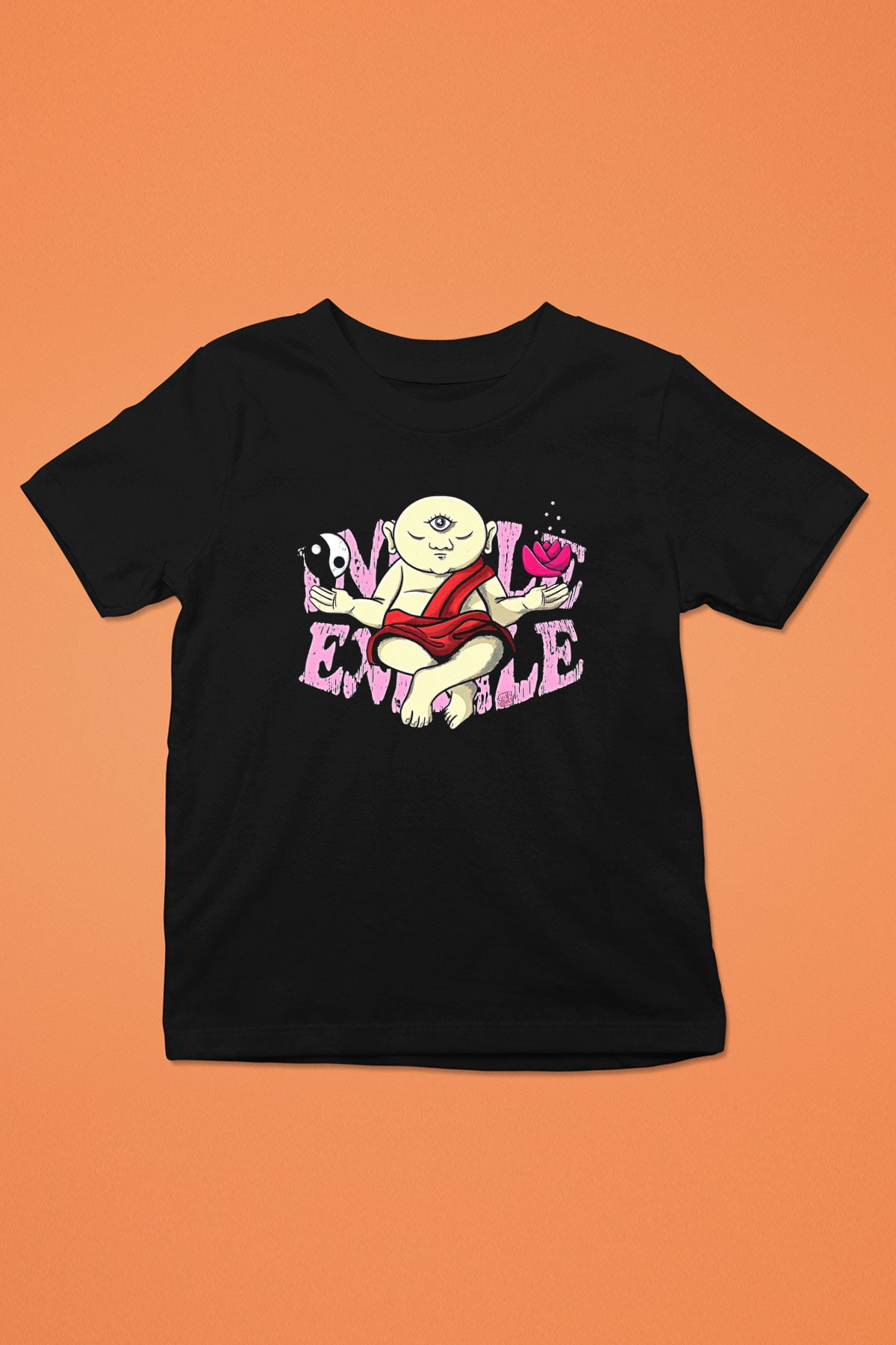 Om Baskılı Unisex Siyah Çocuk Tişört - Tshirt