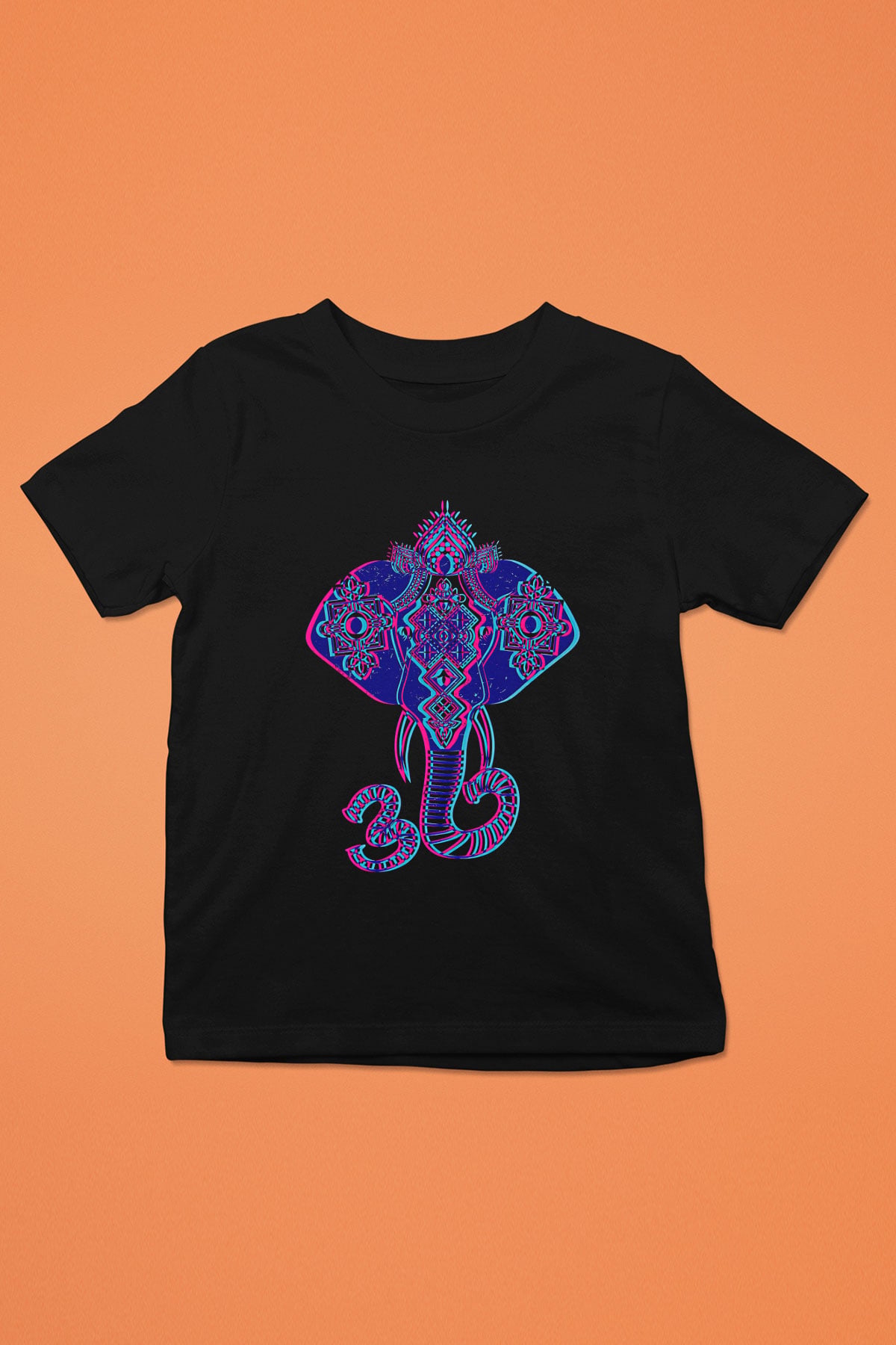 Om Baskılı Unisex Siyah Çocuk Tişört - Tshirt