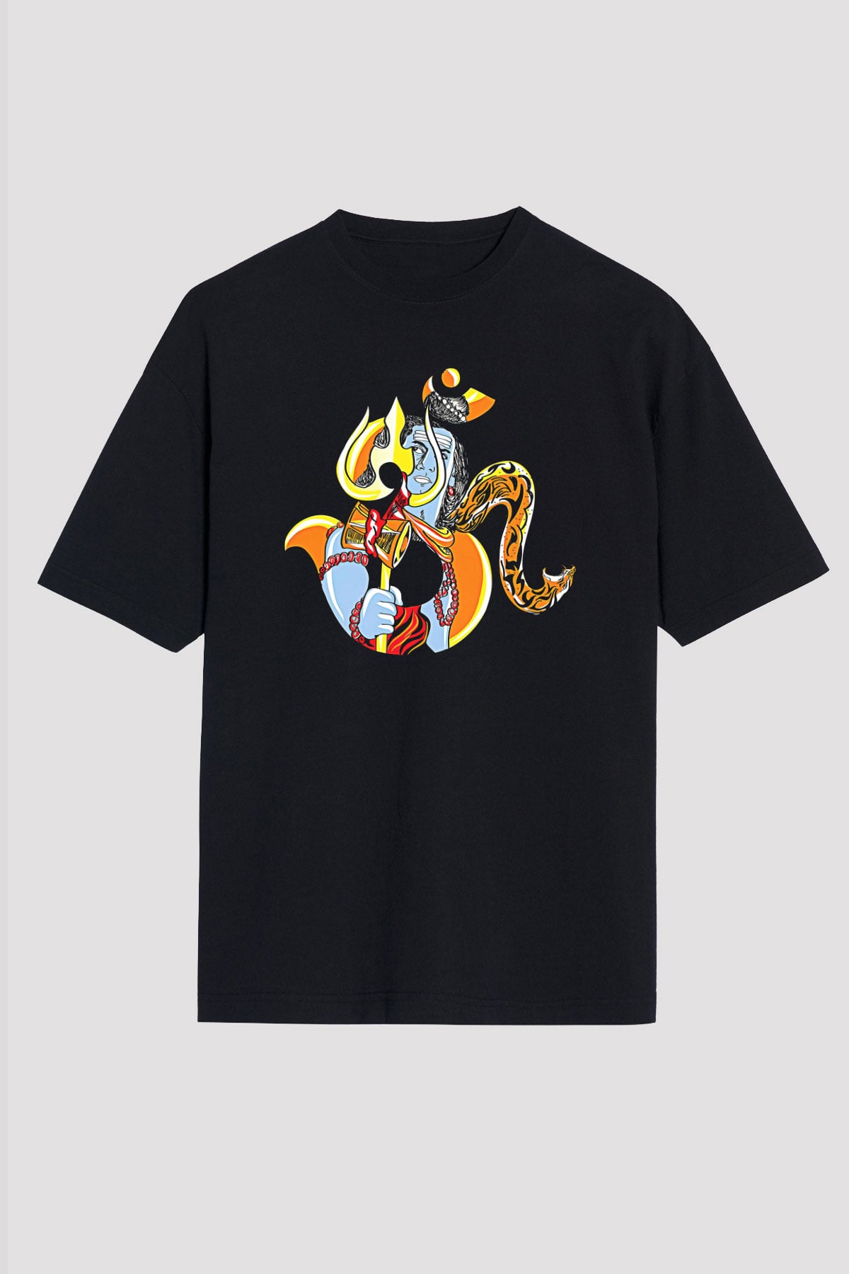Om Baskılı Unisex Siyah Oversize Tişört - Tshirt