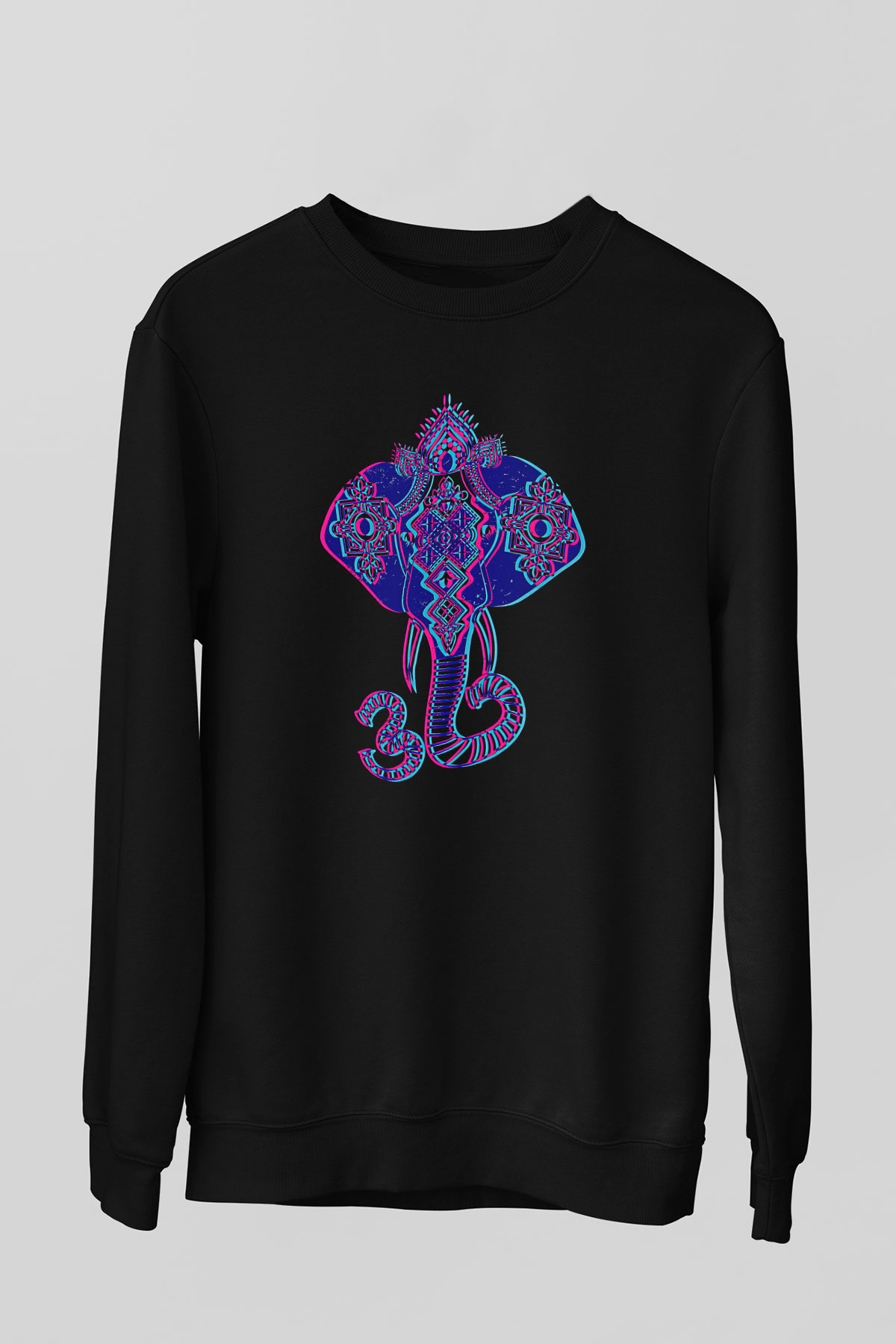 Om Baskılı Unisex Siyah Sweatshirt