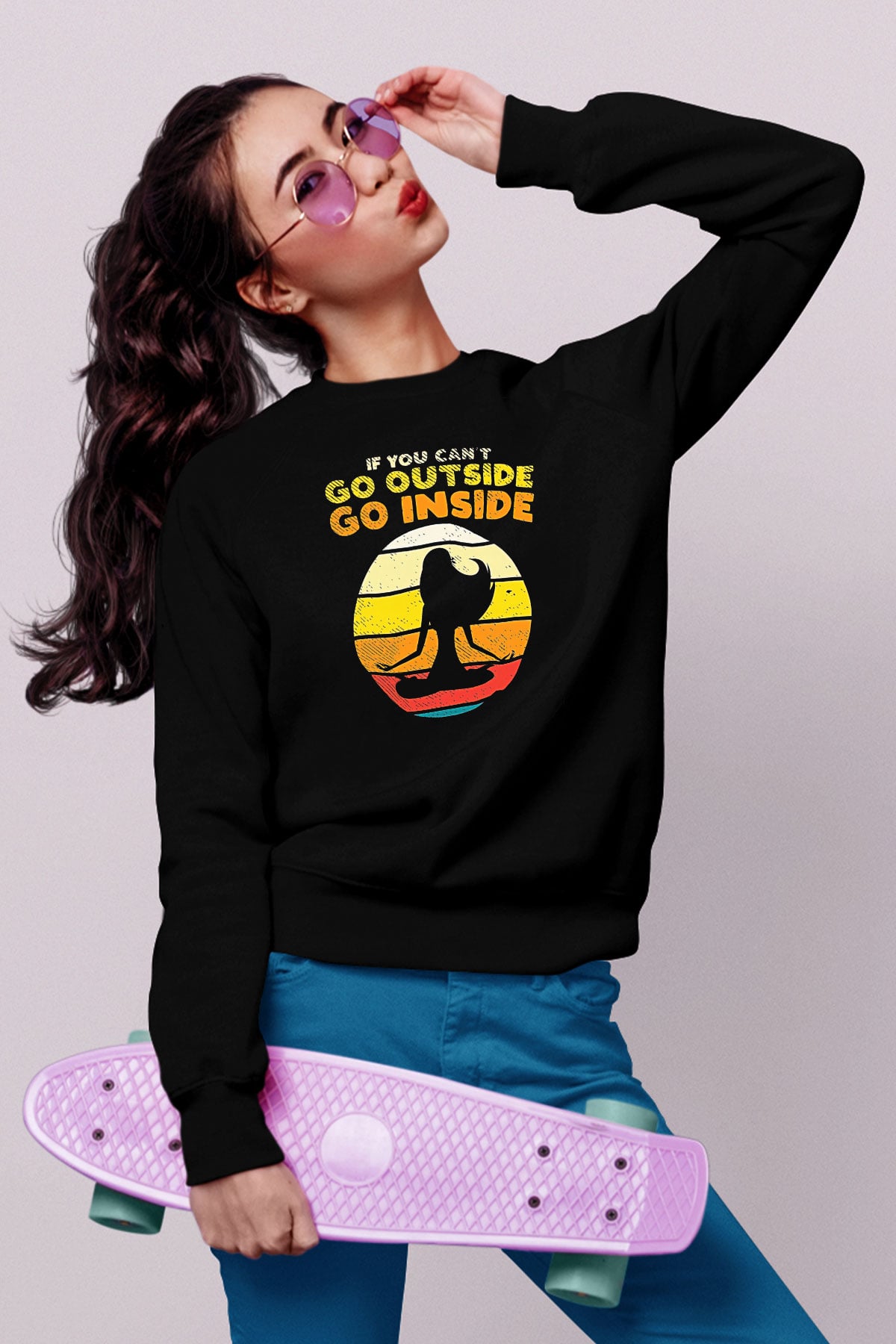 Om Baskılı Unisex Siyah Sweatshirt