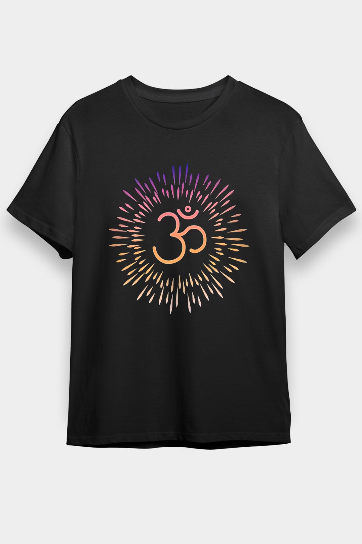 Om Baskılı Unisex Siyah Tişört - Tshirt