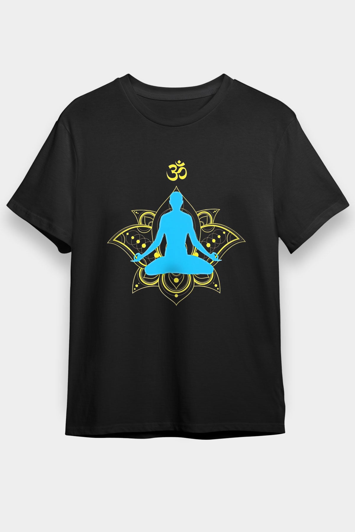 Om Baskılı Unisex Siyah Tişört - Tshirt