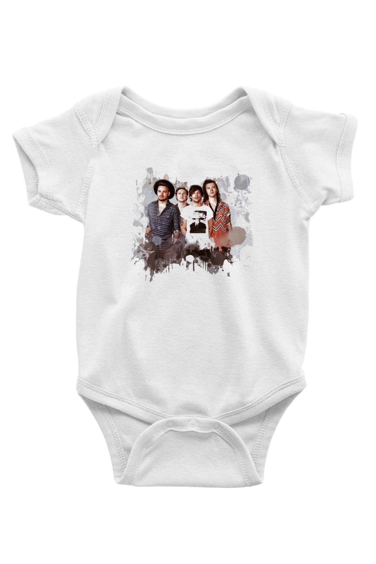 One Direction Baskılı Beyaz Unisex Bebek Body - Zıbın