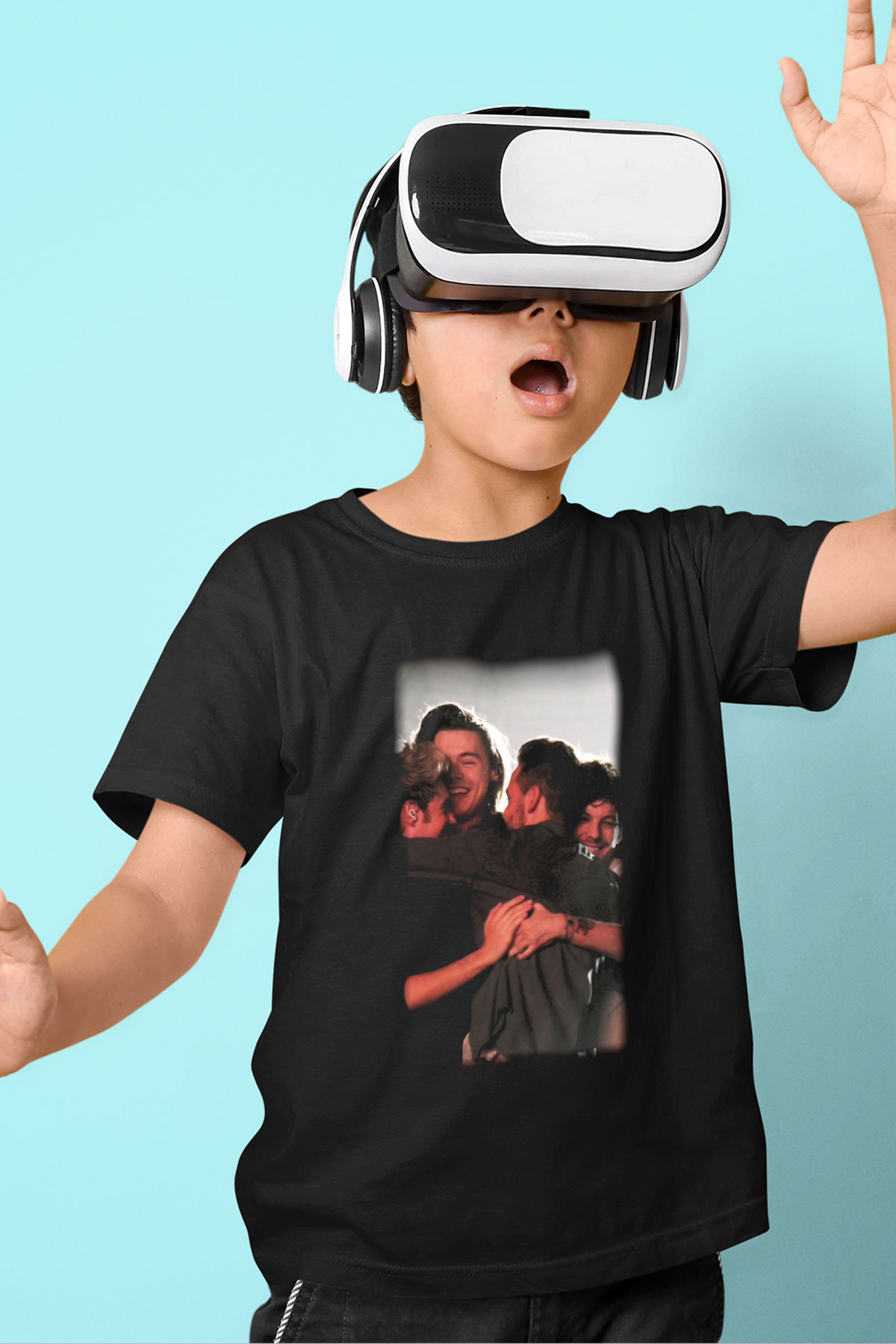 One Direction Baskılı Siyah Unisex Çocuk Tişört