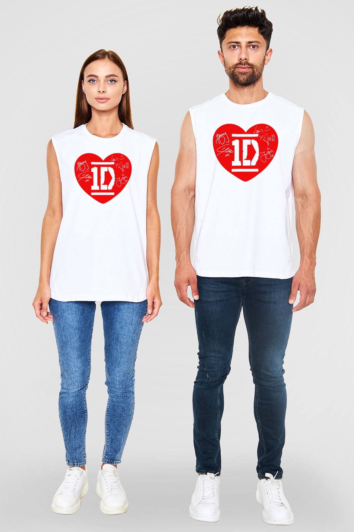 One Direction Beyaz Unisex Kolsuz Tişört