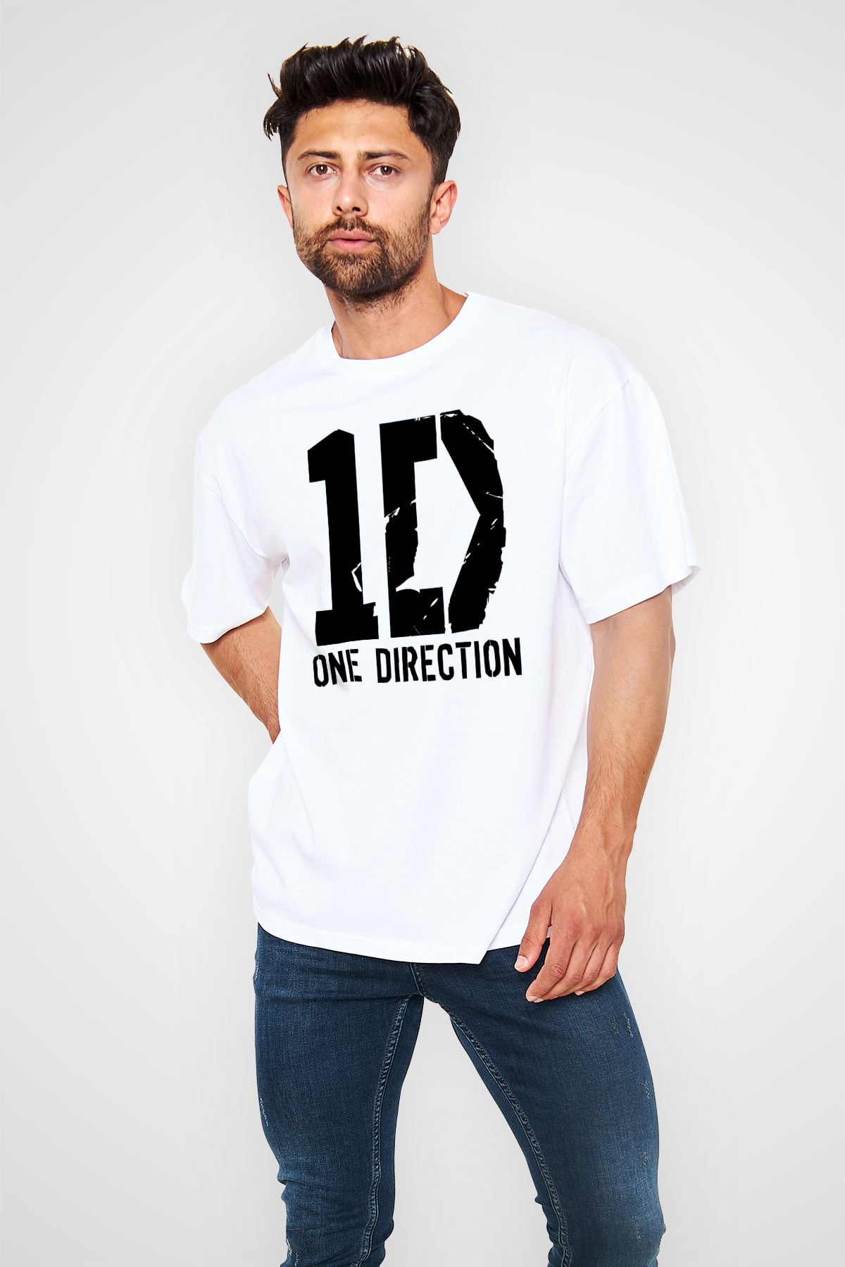 One Direction Beyaz Unisex Oversize Tişört T-Shirt