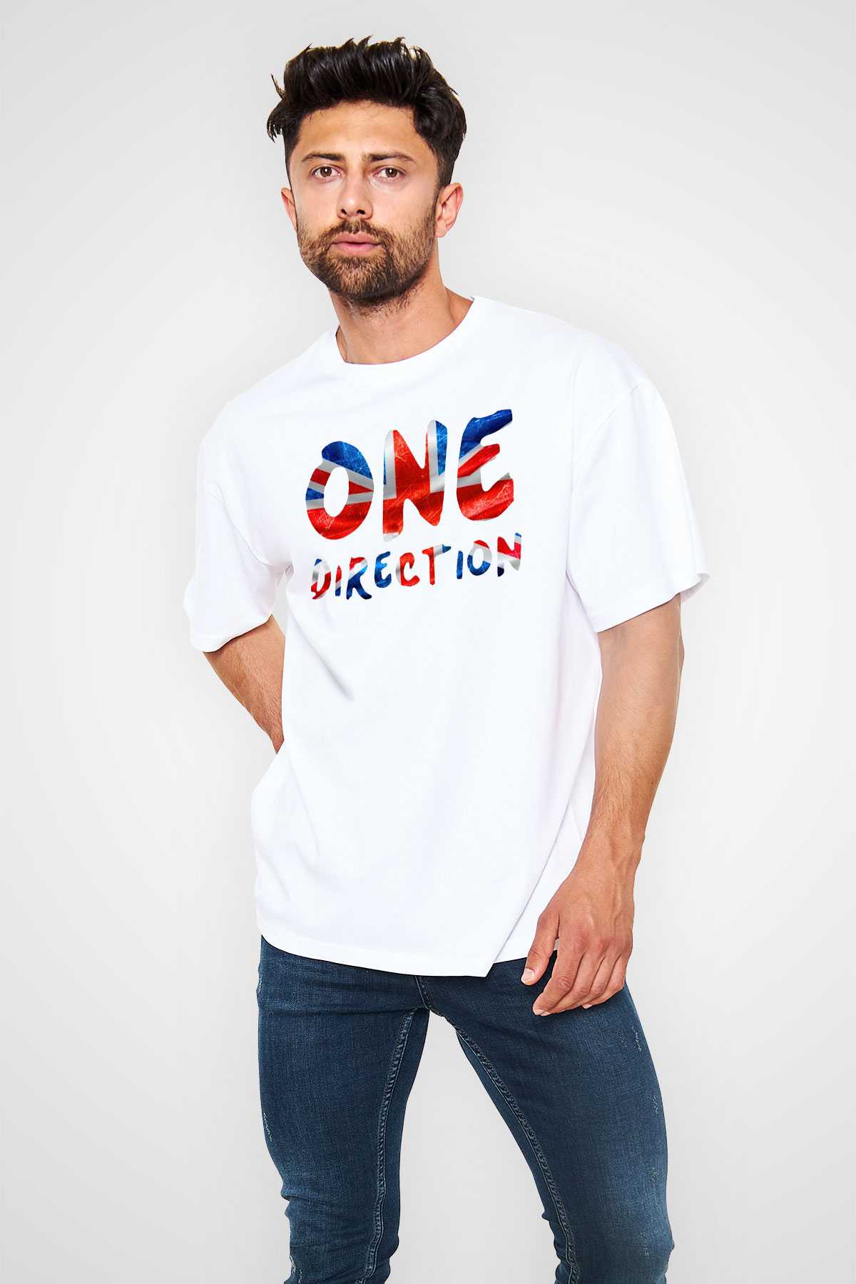 One Direction Beyaz Unisex Oversize Tişört T-Shirt
