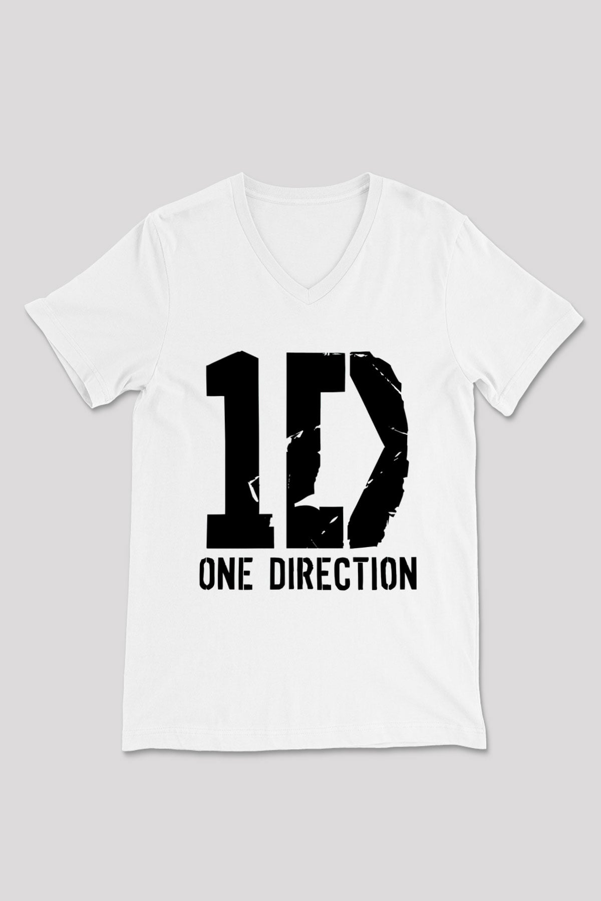 One Direction Beyaz Unisex V Yaka Tişört T-Shirt