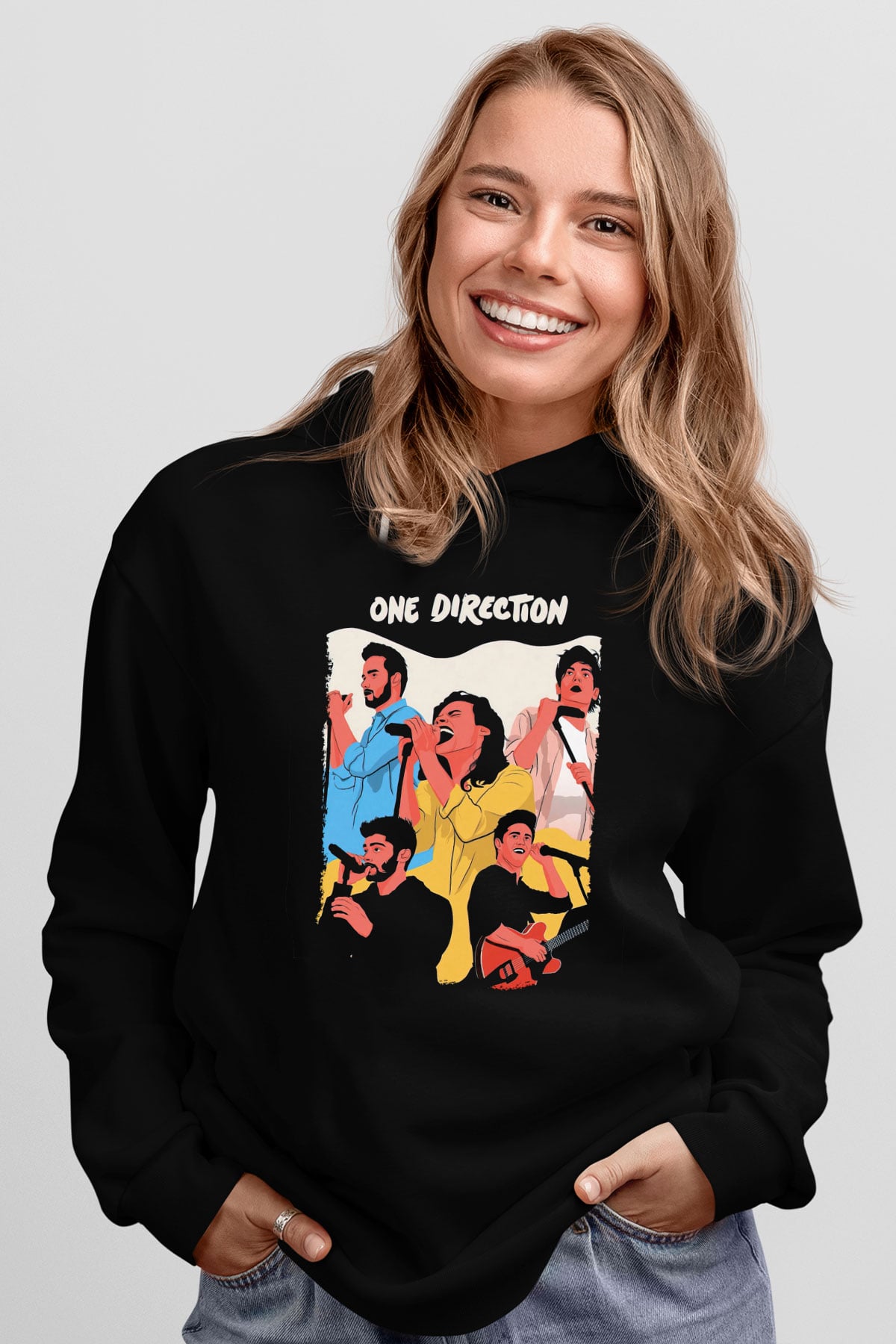 One Direction Siyah Unisex Kapüşonlu Sweatshirt