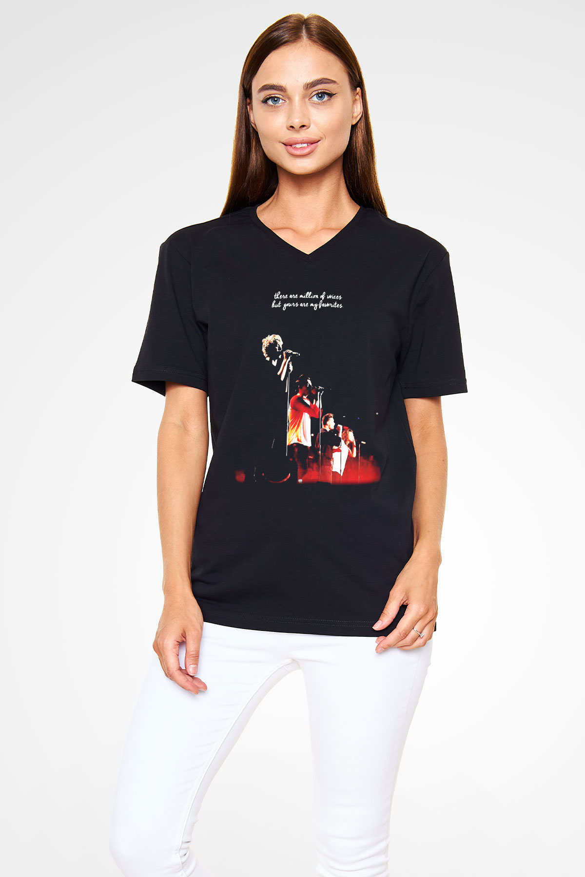 One Direction Siyah Unisex V Yaka Tişört T-Shirt