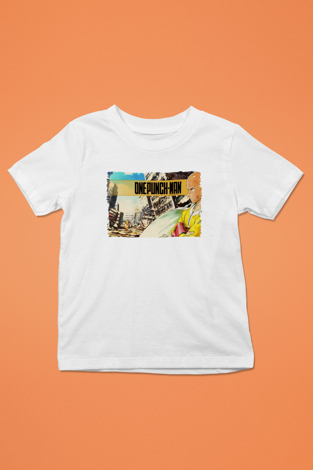 One Punch Man Beyaz Unisex Çocuk Tişört