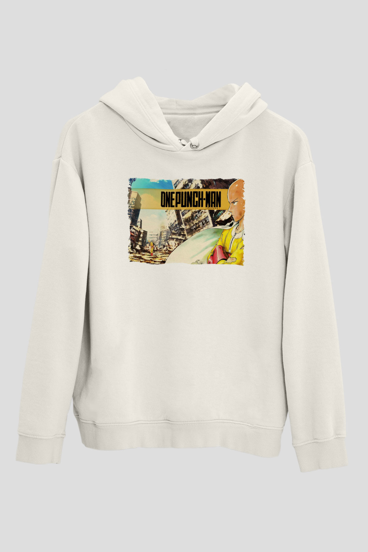 One Punch Man Beyaz Unisex Hoodie