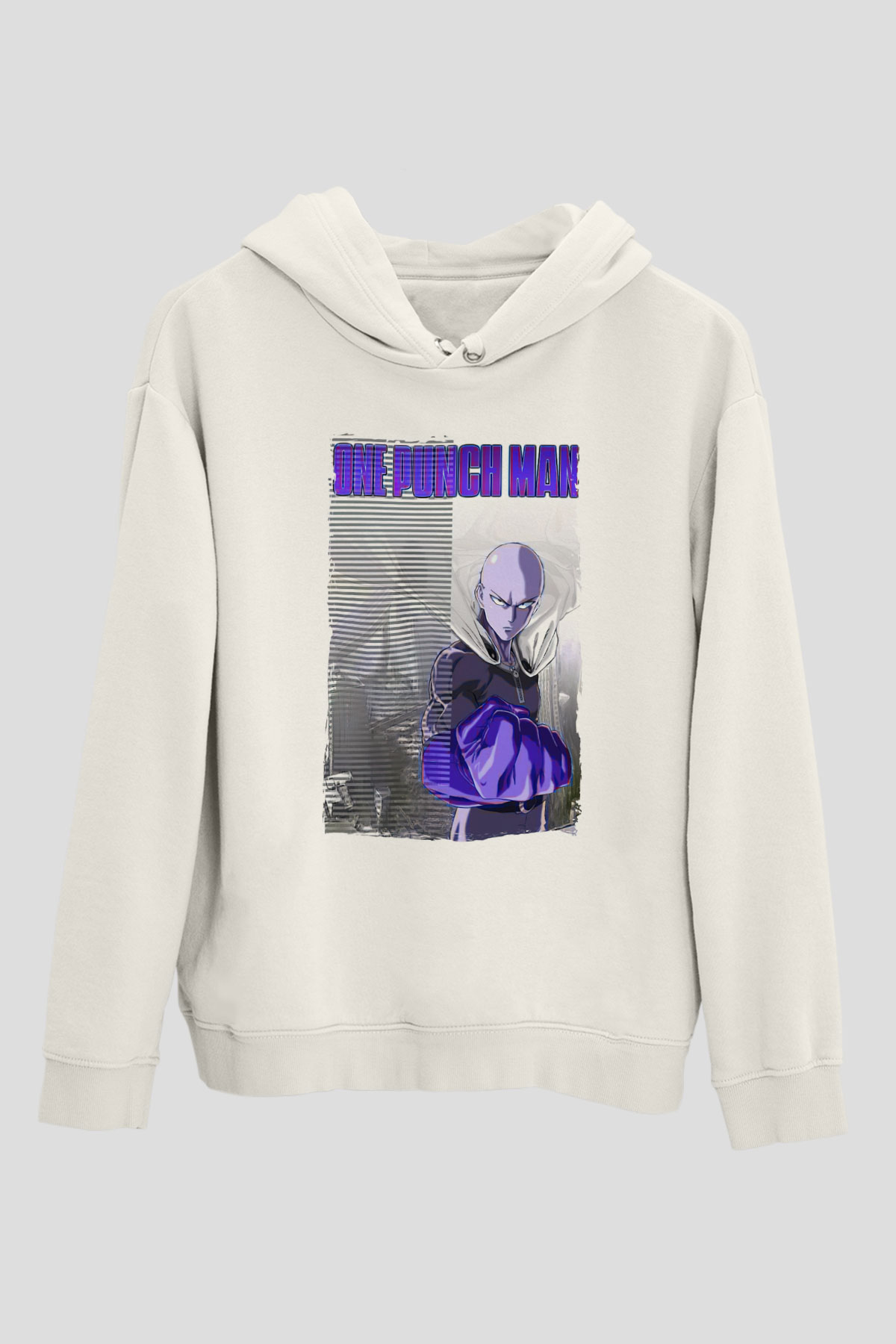 One Punch Man Beyaz Unisex Hoodie