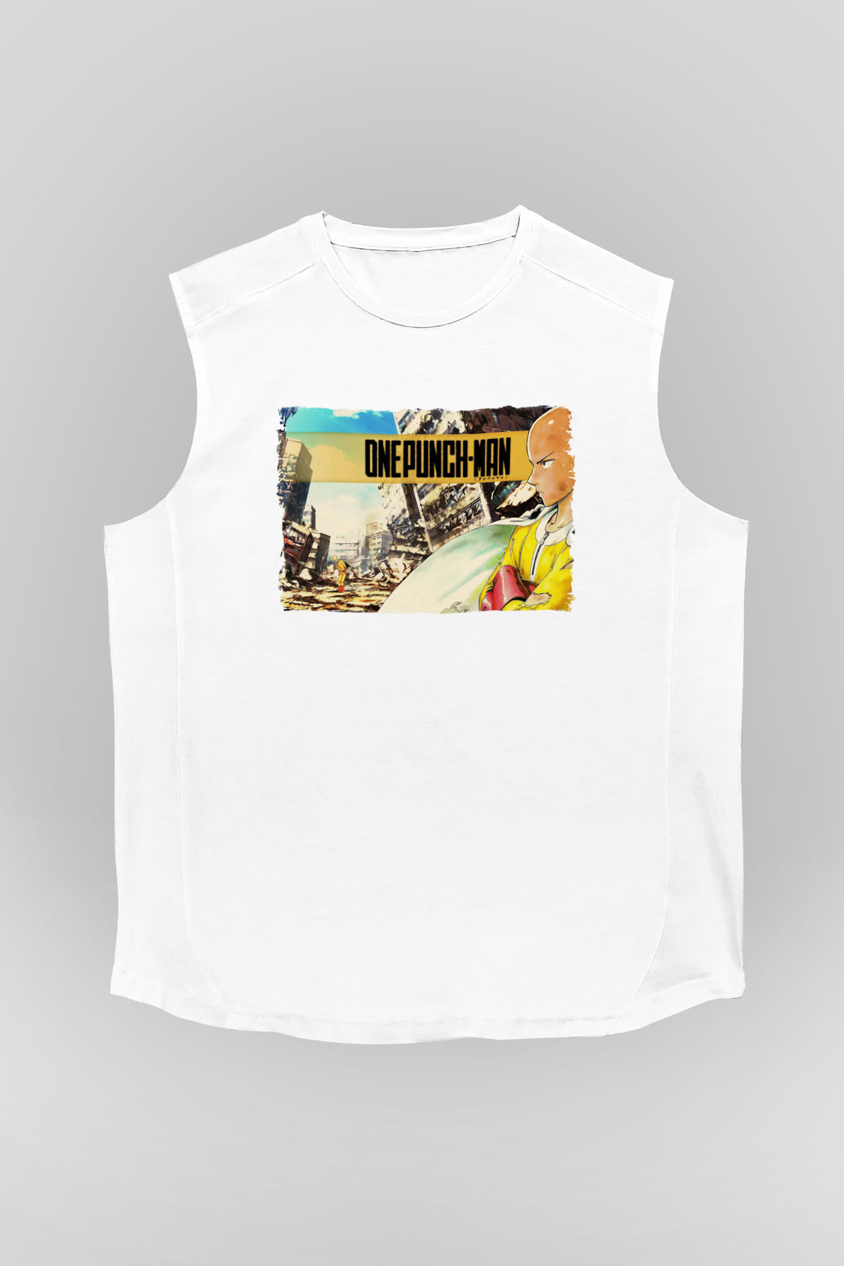 One Punch Man Beyaz Unisex Kolsuz Tişört