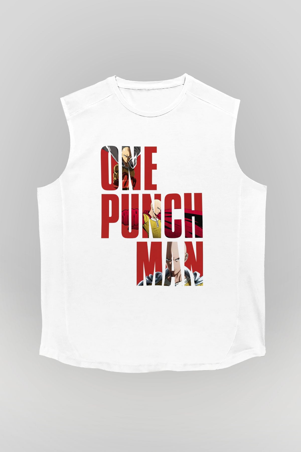 One Punch Man Beyaz Unisex Kolsuz Tişört
