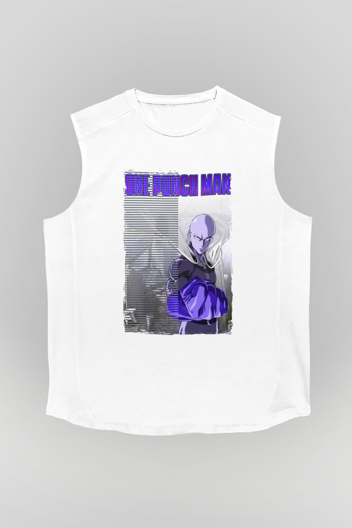 One Punch Man Beyaz Unisex Kolsuz Tişört