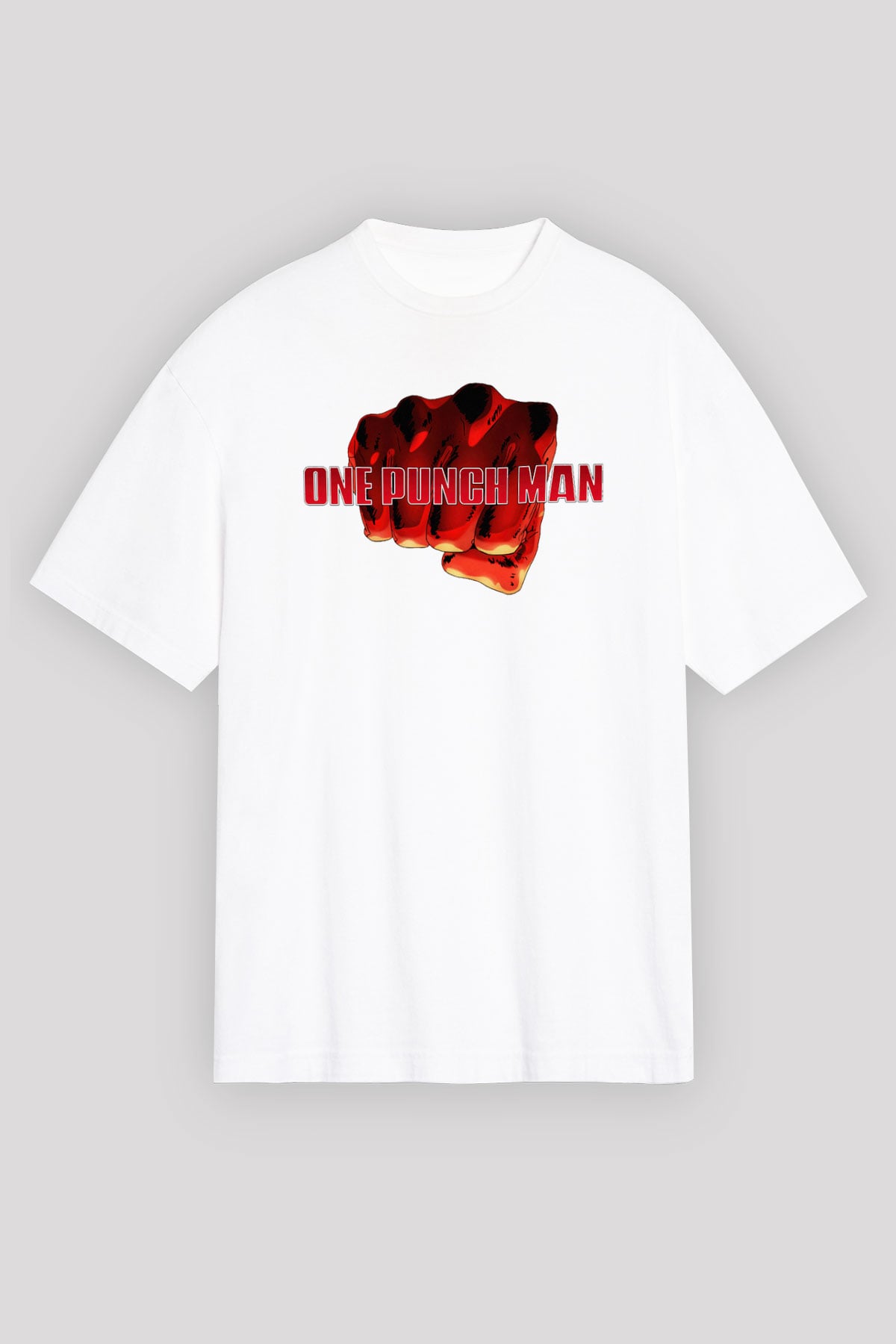 One Punch Man Beyaz Unisex Oversize Tişört T-Shirt