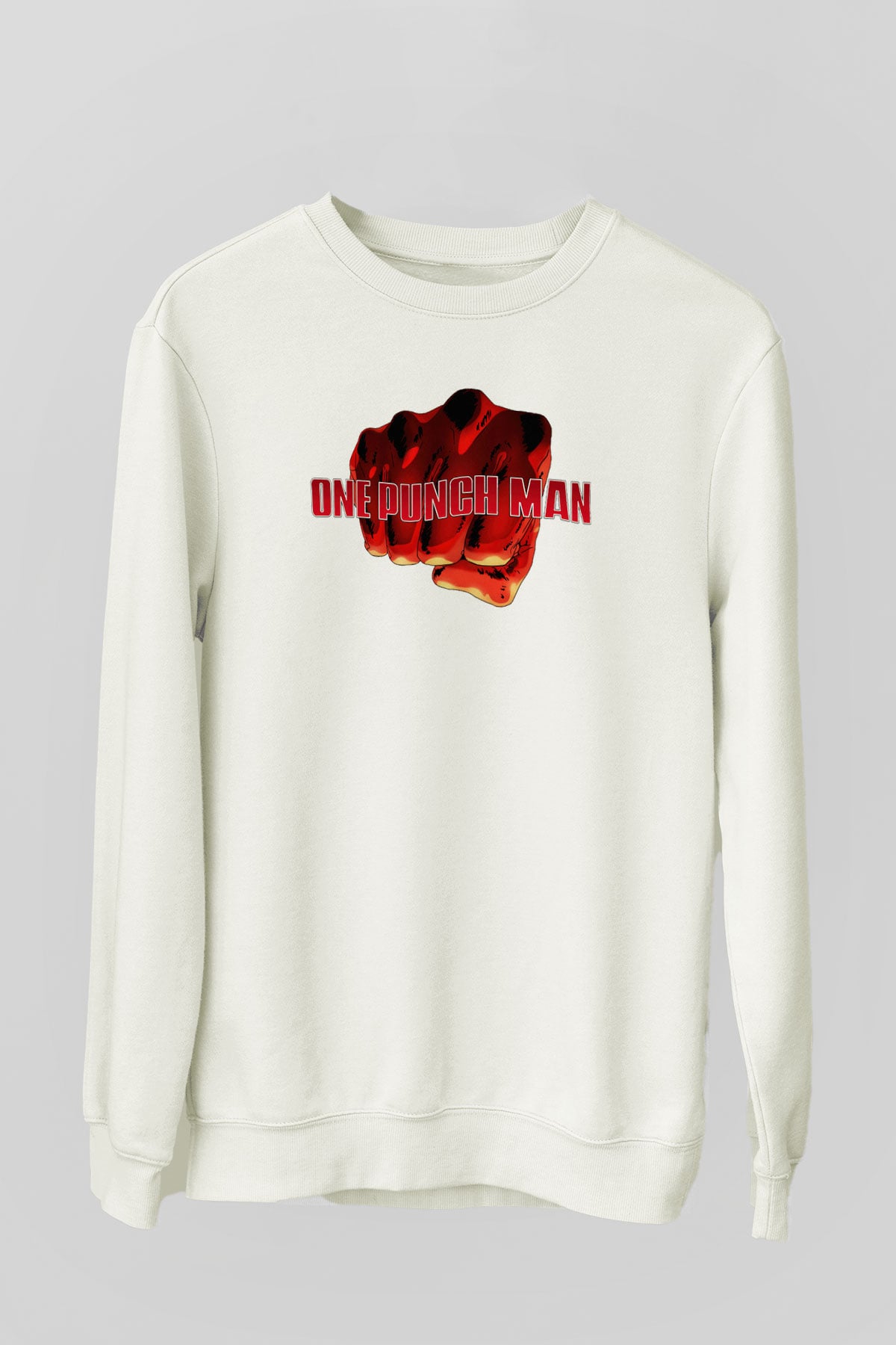 One Punch Man Beyaz Unisex Sweatshirt