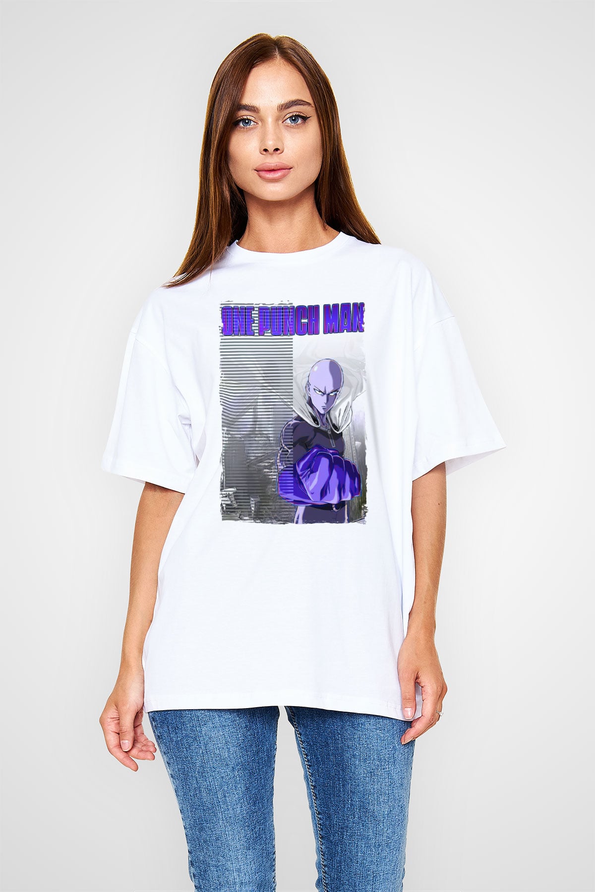 One Punch Man Beyaz Unisex Tişört T-Shirt