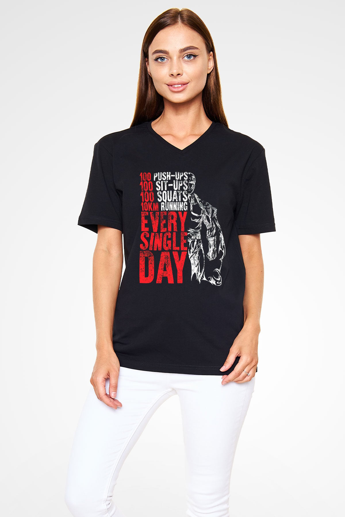 One Punch Man Siyah Unisex V Yaka Tişört T-Shirt