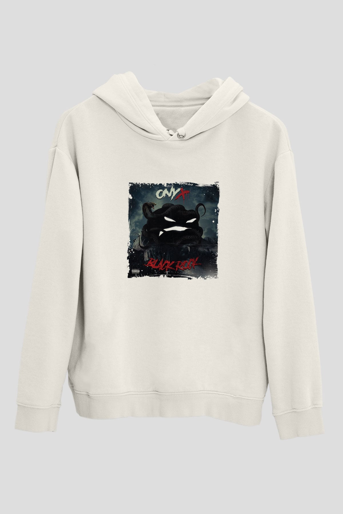 Onyx Baskılı Unisex Beyaz Kapüşonlu Sweatshirt