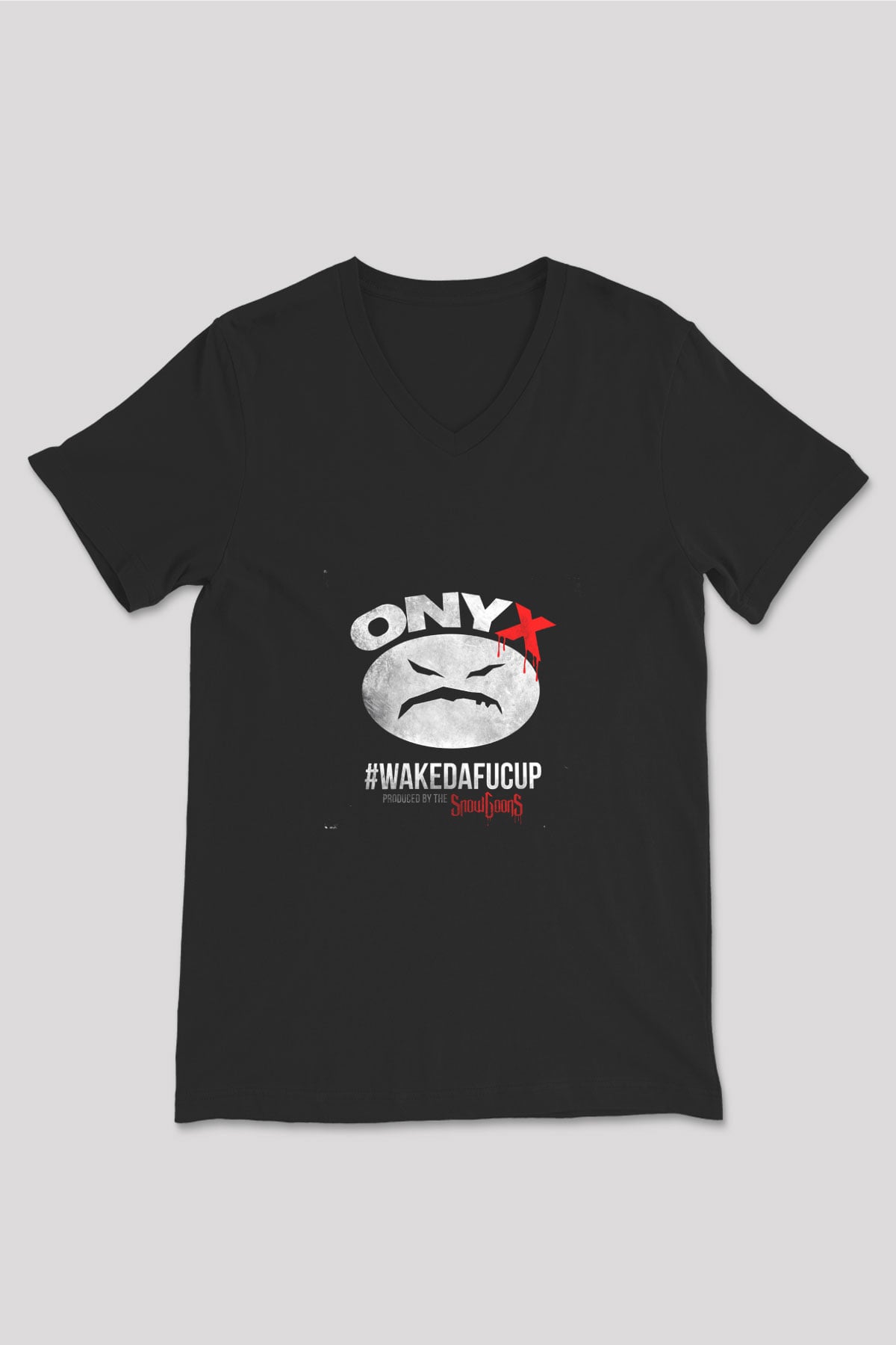 Onyx Baskılı Unisex Siyah V Yaka Tişört