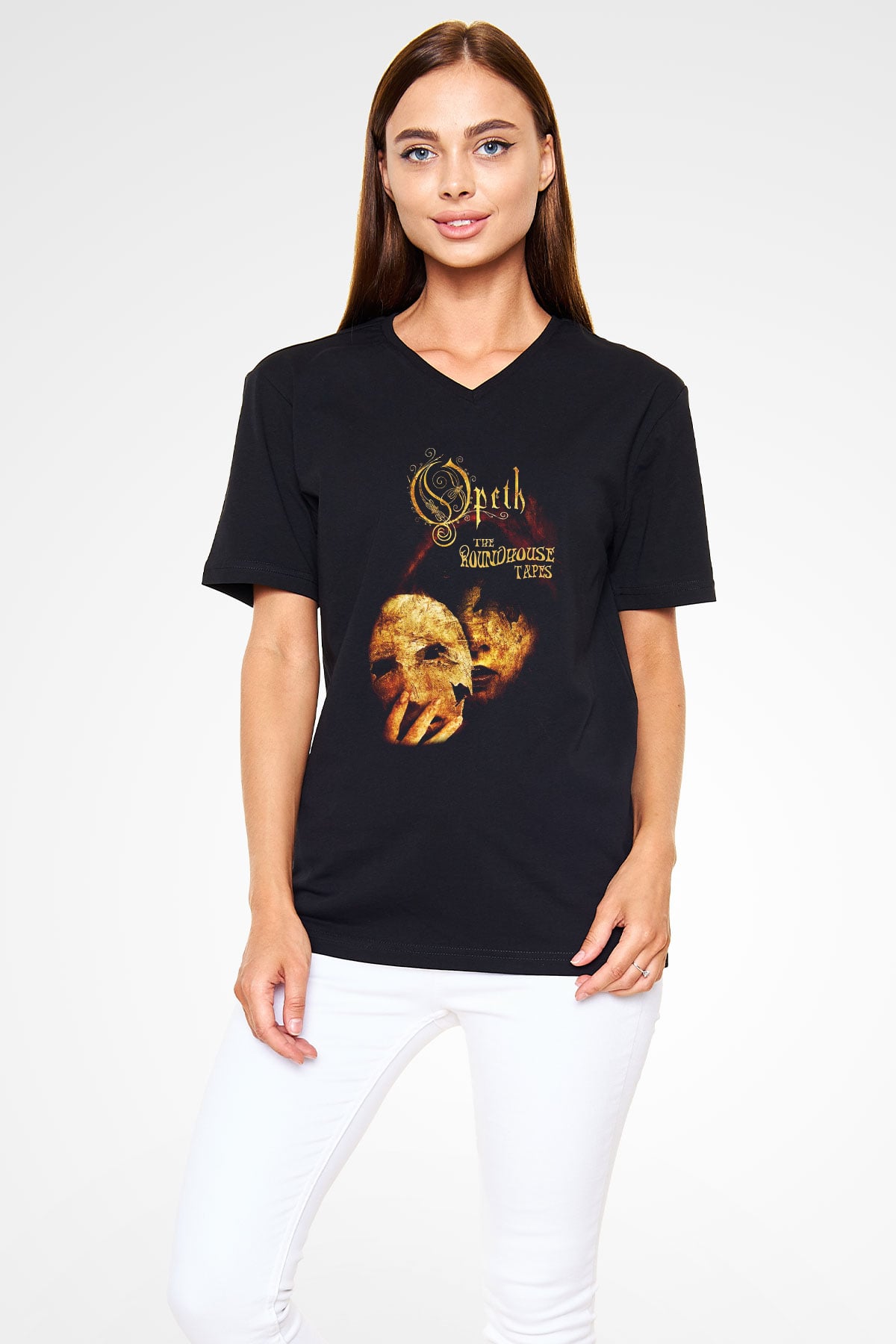 Opeth Siyah Unisex V Yaka Tişört T-Shirt