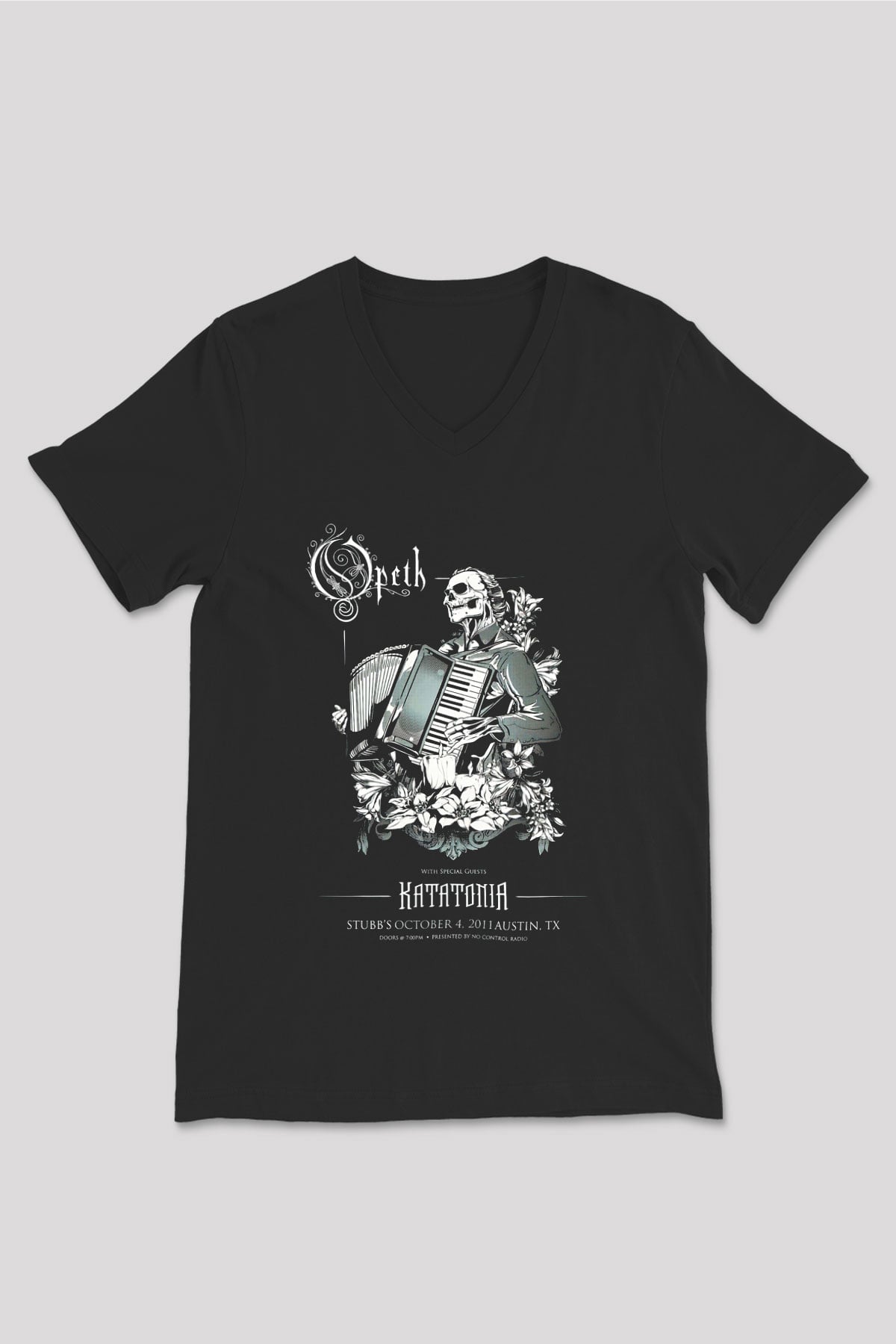 Opeth Siyah Unisex V Yaka Tişört T-Shirt