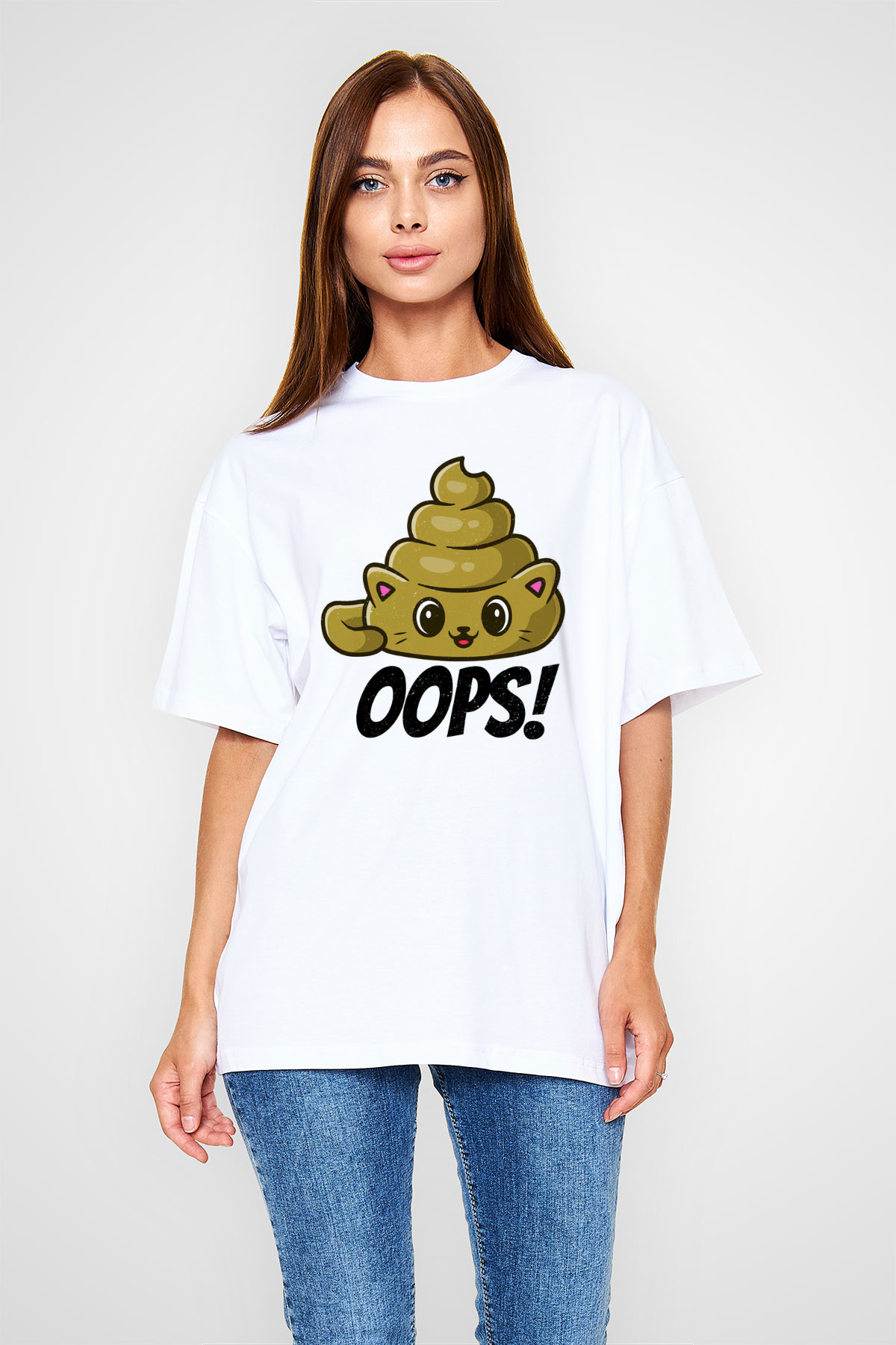 Opppsss Temalı Baskılı Unisex Beyaz Tshirt