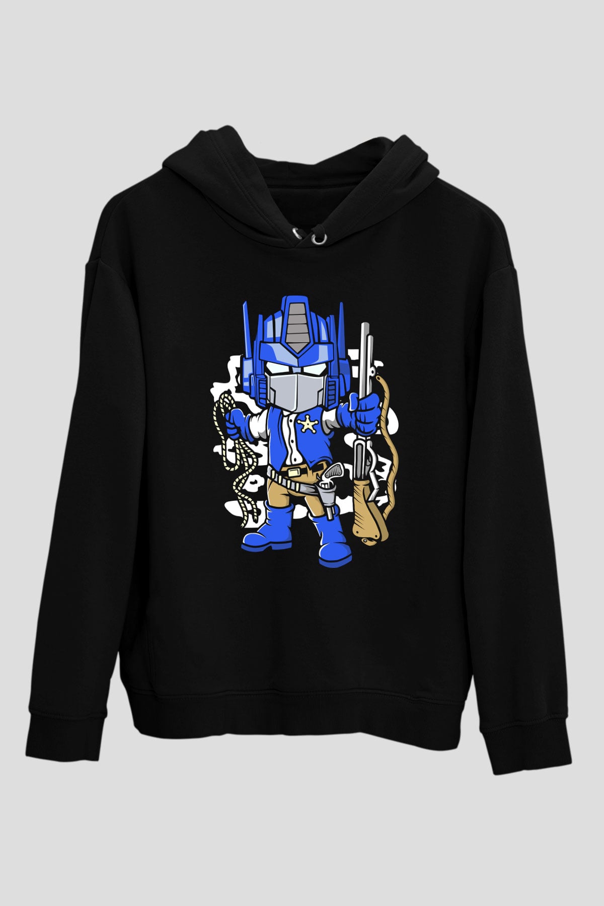 Optimus Cowboy Baskılı Siyah Unisex Tshirt