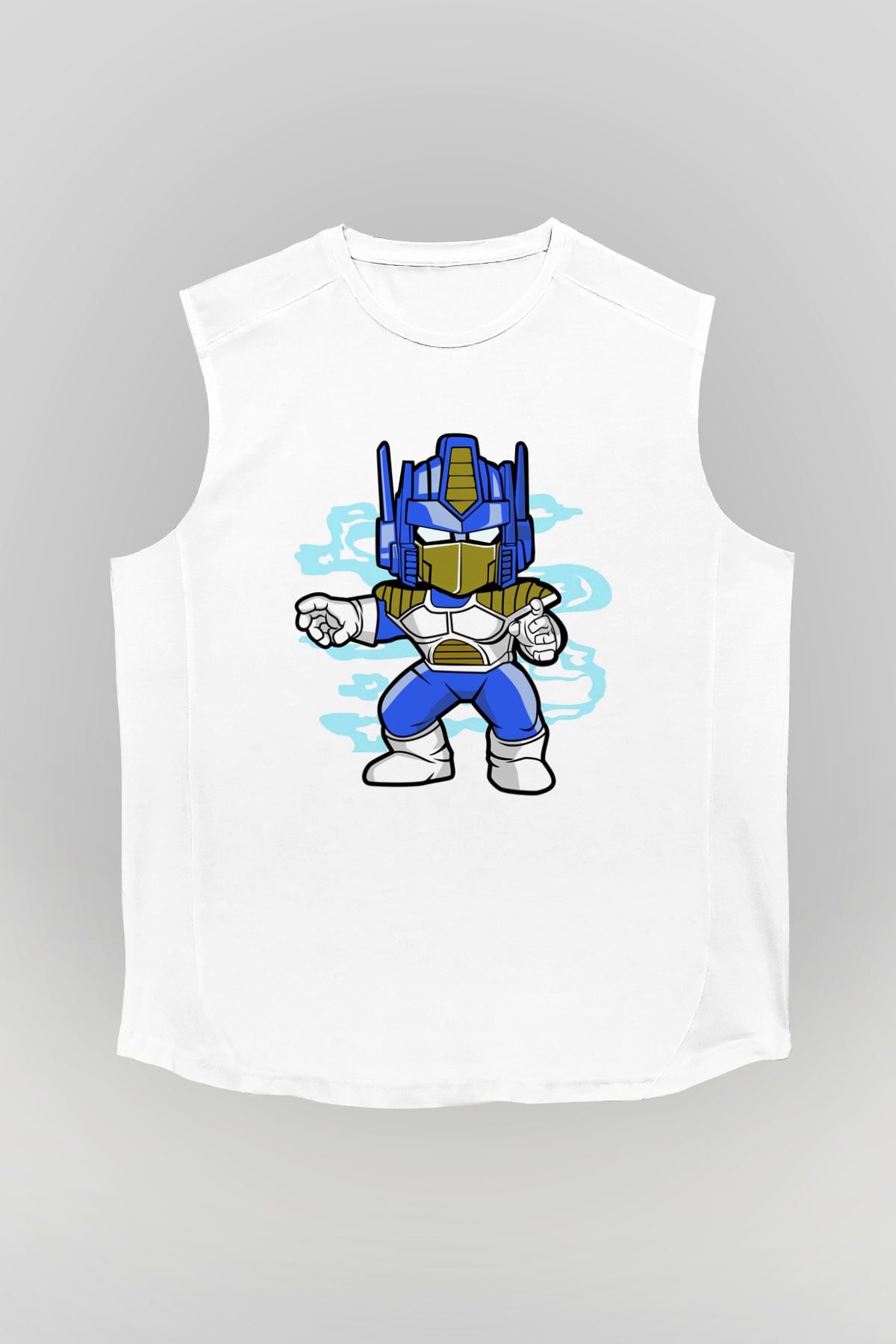Optimus Vegeta Baskılı Beyaz Unisex Kolsuz Tişört
