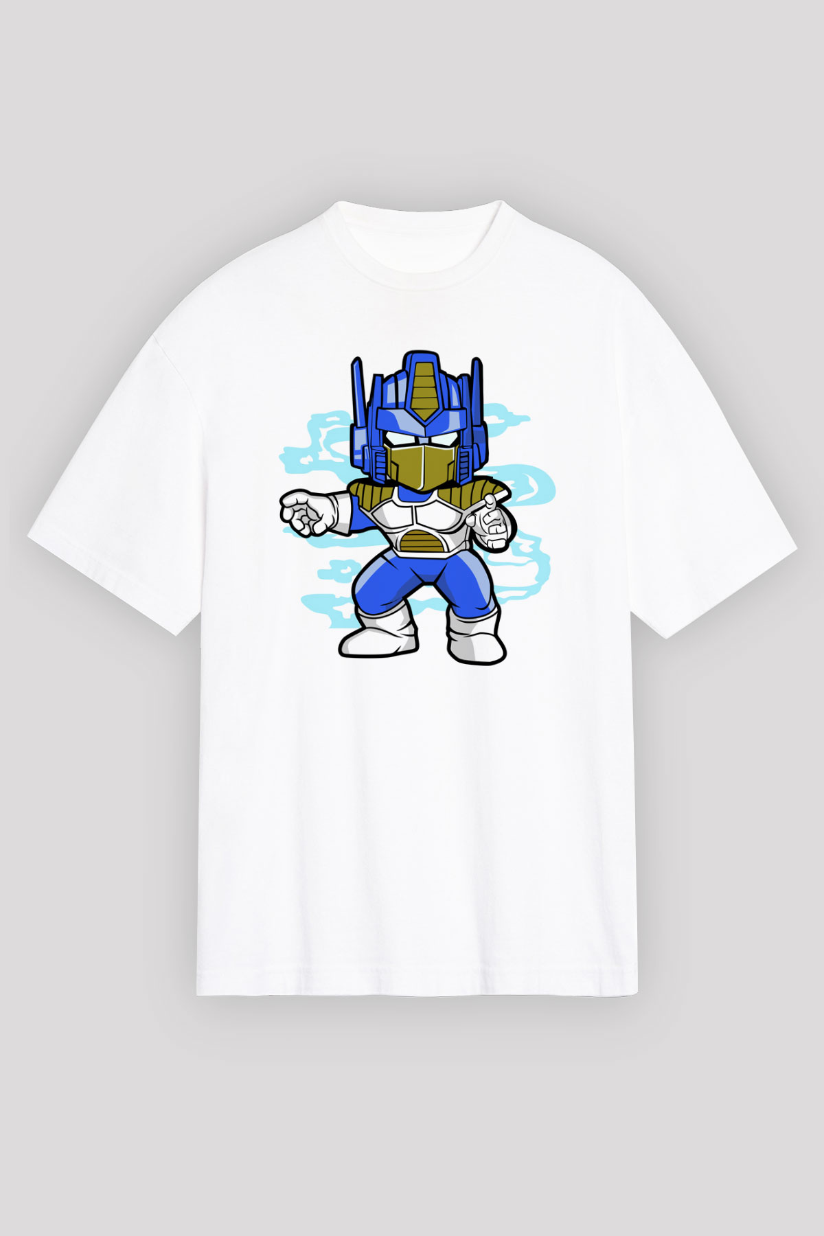Optimus Vegeta Baskılı Beyaz Unisex Oversize Tişört