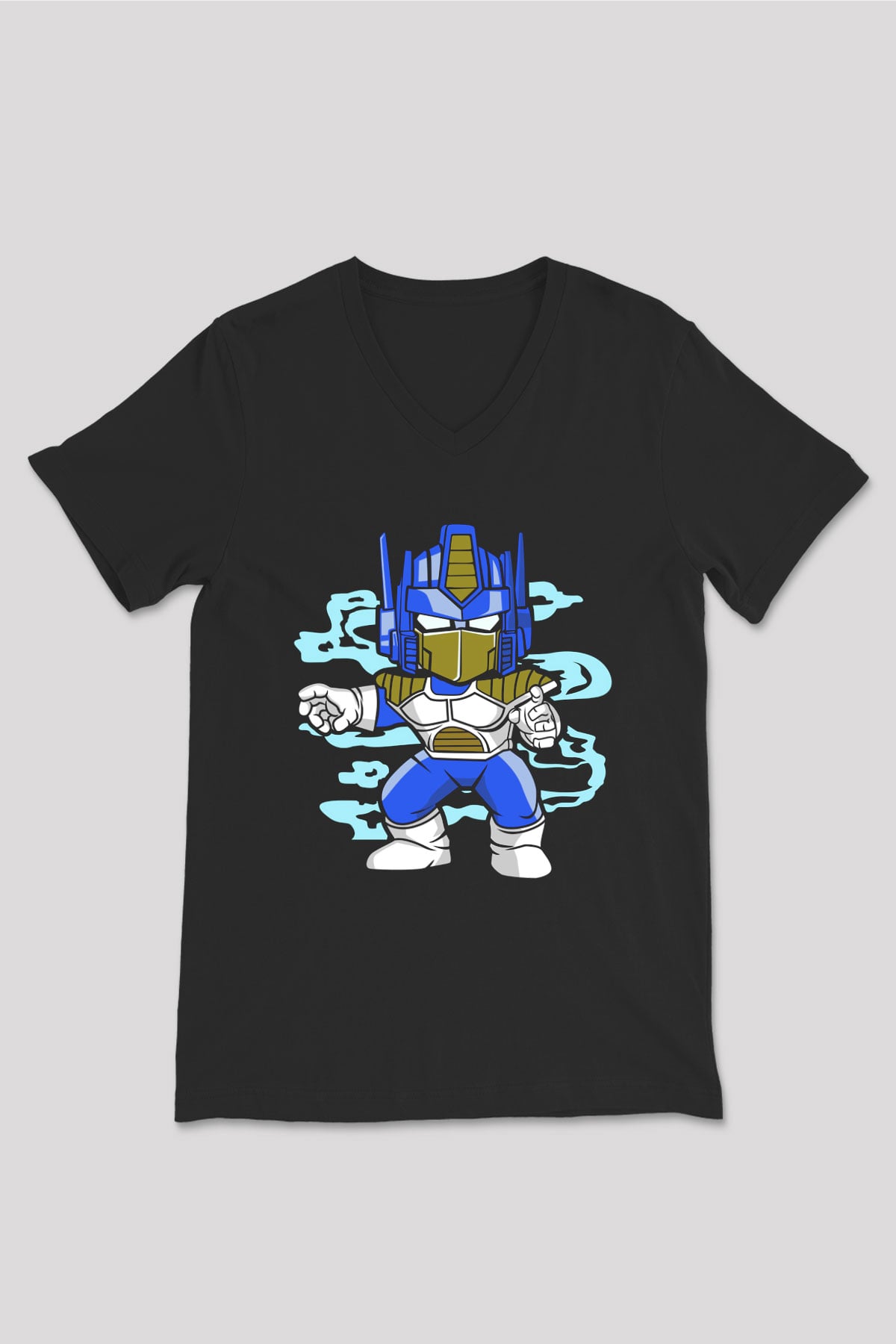 Optimus Vegeta Baskılı Siyah Unisex V Yaka Tişört