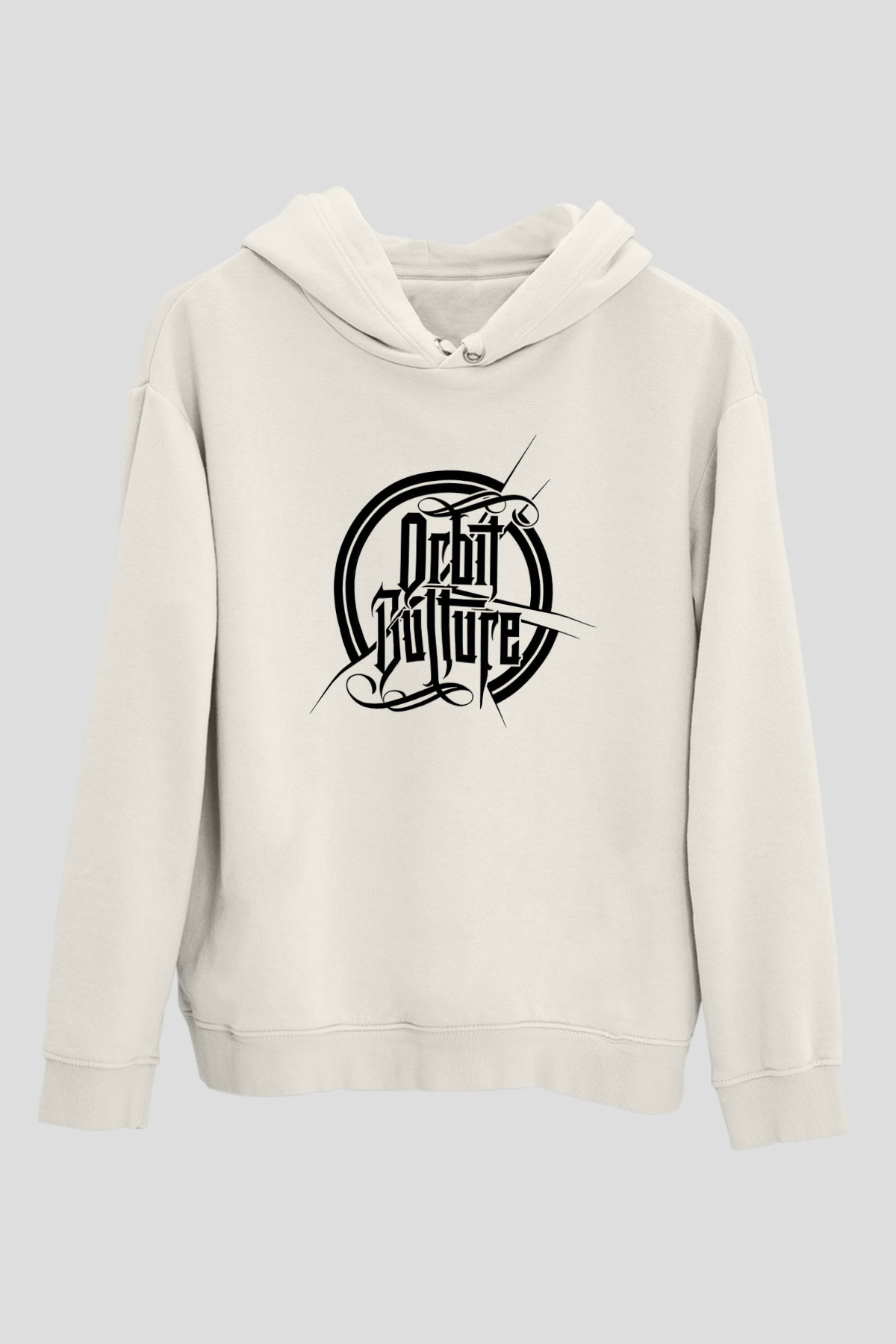 Orbit Culture Baskılı Beyaz Unisex Kapüşonlu Sweatshirt