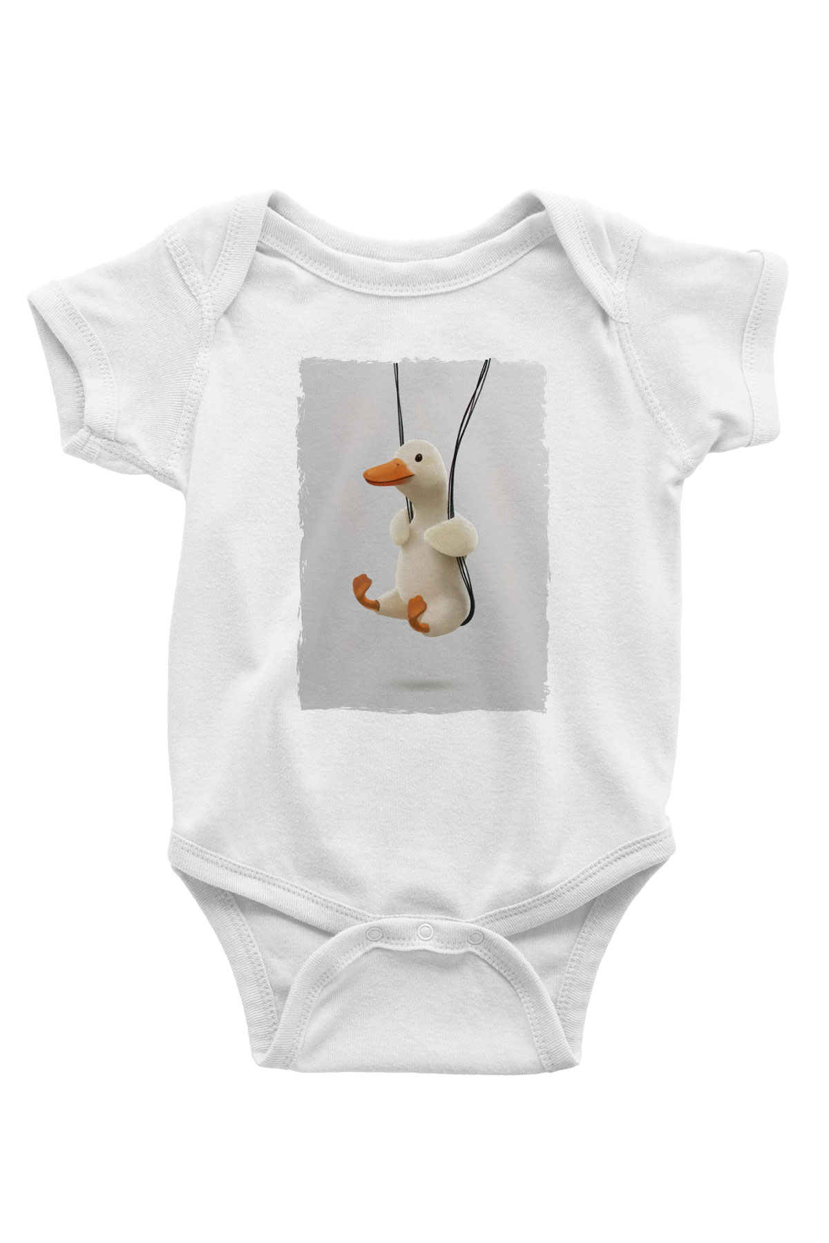 Ördek BaskılıBeyaz  Bebek Body - Zıbın