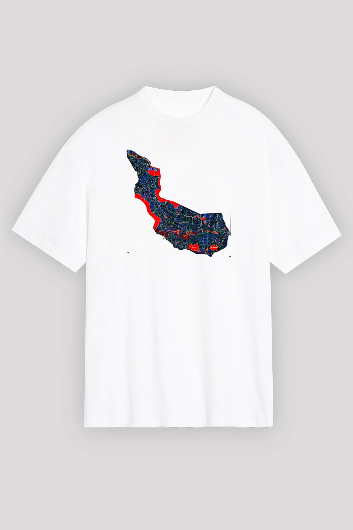 Orienteering Baskılı Unisex Beyaz Oversize Tişört - Tshirt