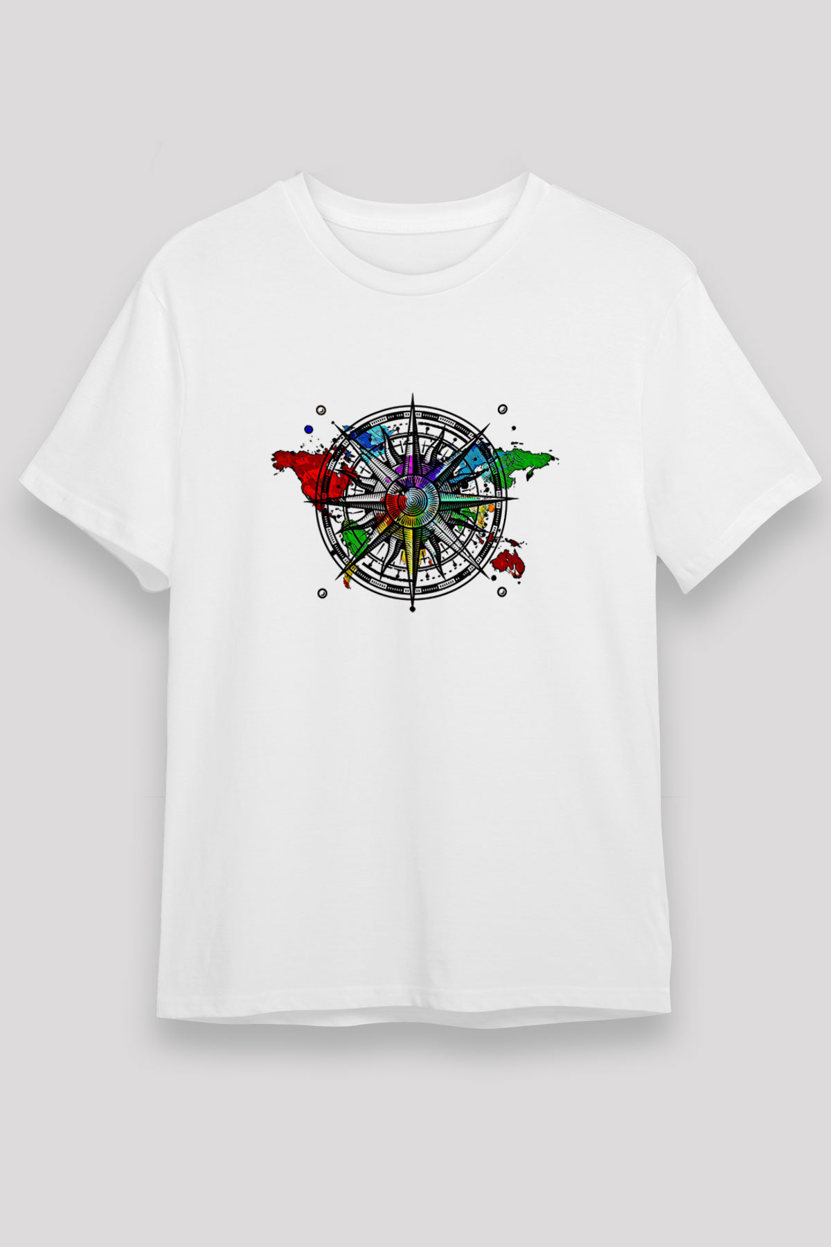 Orienteering Baskılı Unisex Beyaz Tişört - Tshirt
