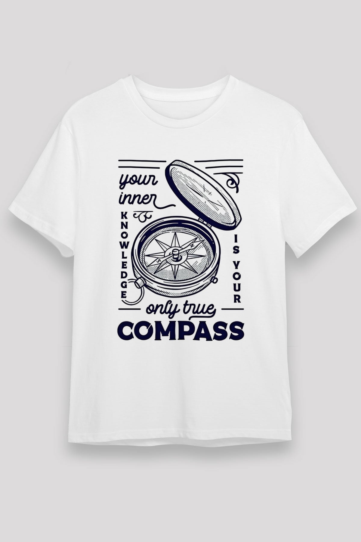 Orienteering Baskılı Unisex Beyaz Tişört - Tshirt