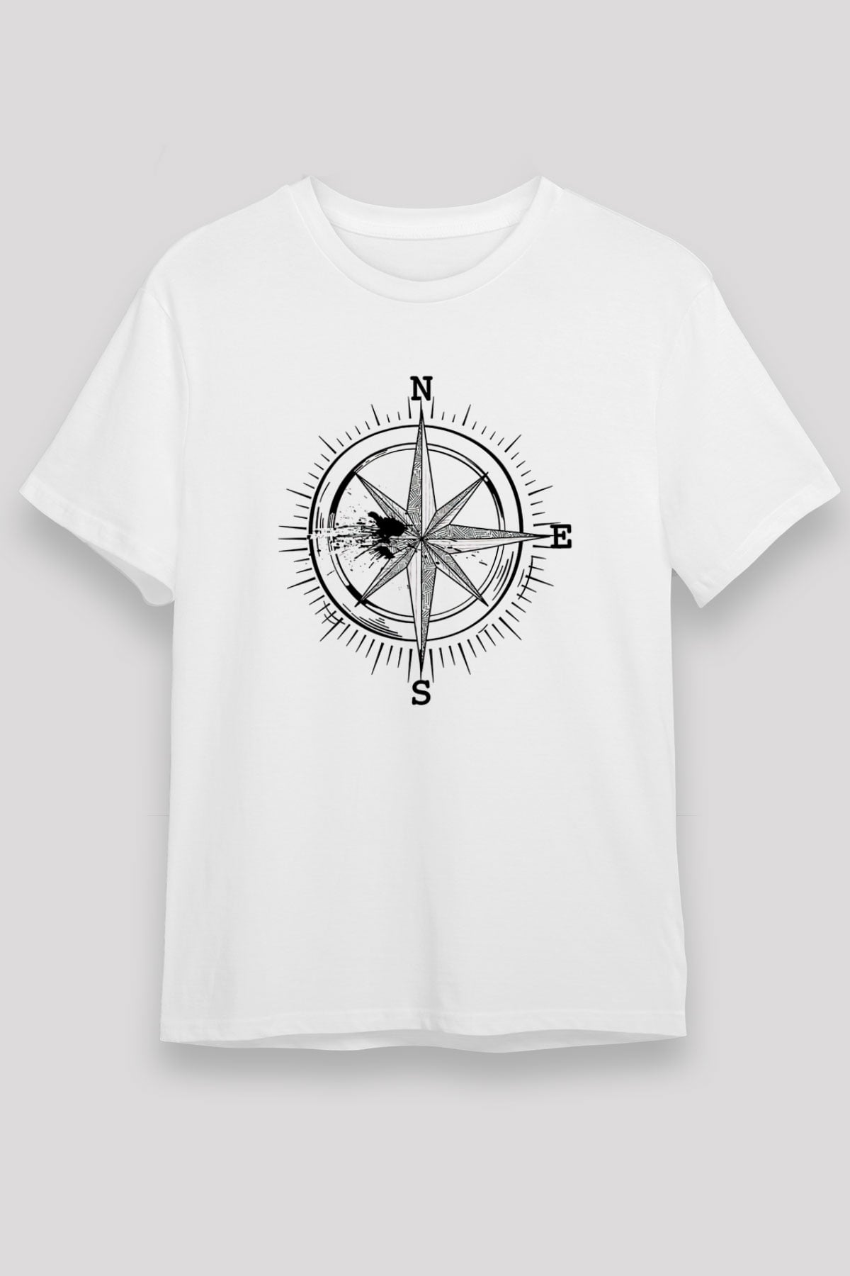 Orienteering Baskılı Unisex Beyaz Tişört - Tshirt